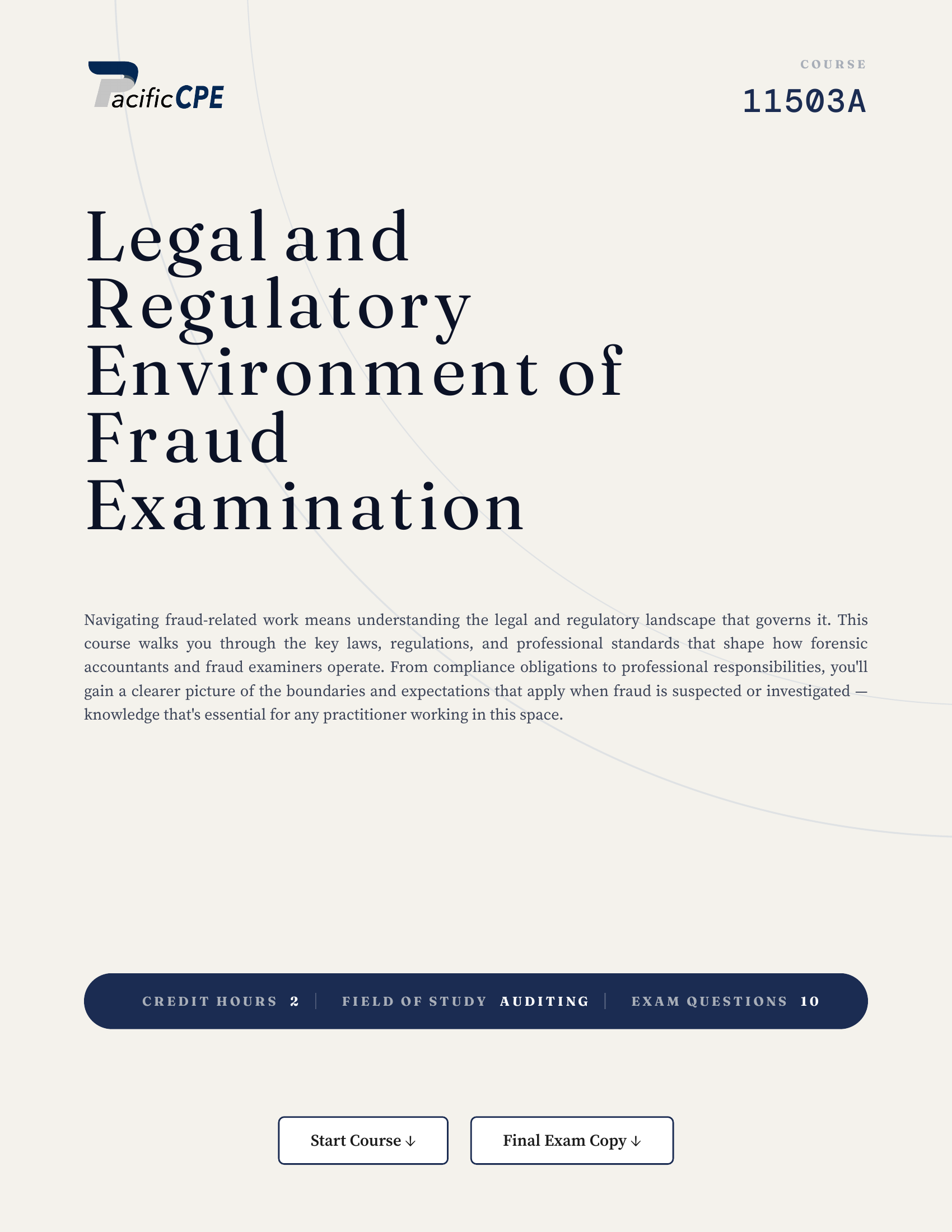 Legal and Regulatory Environment of Fraud Examination