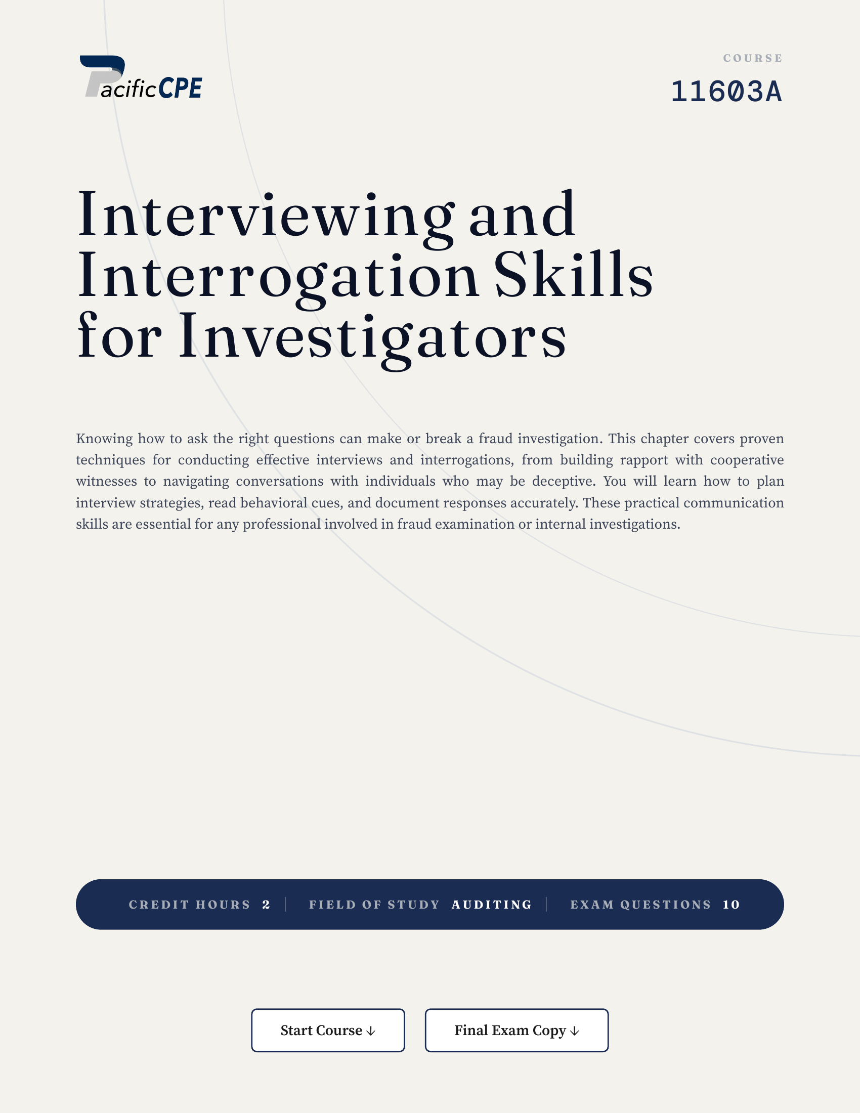 Interviewing and Interrogation Skills for Investigators