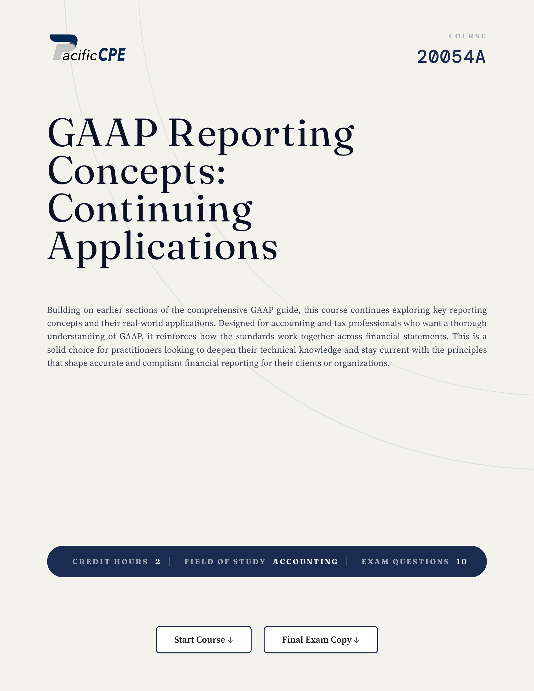 GAAP Reporting Concepts: Continuing Applications