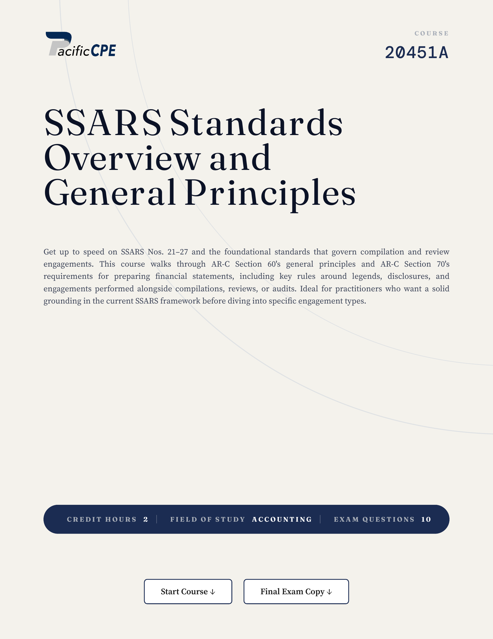 SSARS Standards Overview and General Principles