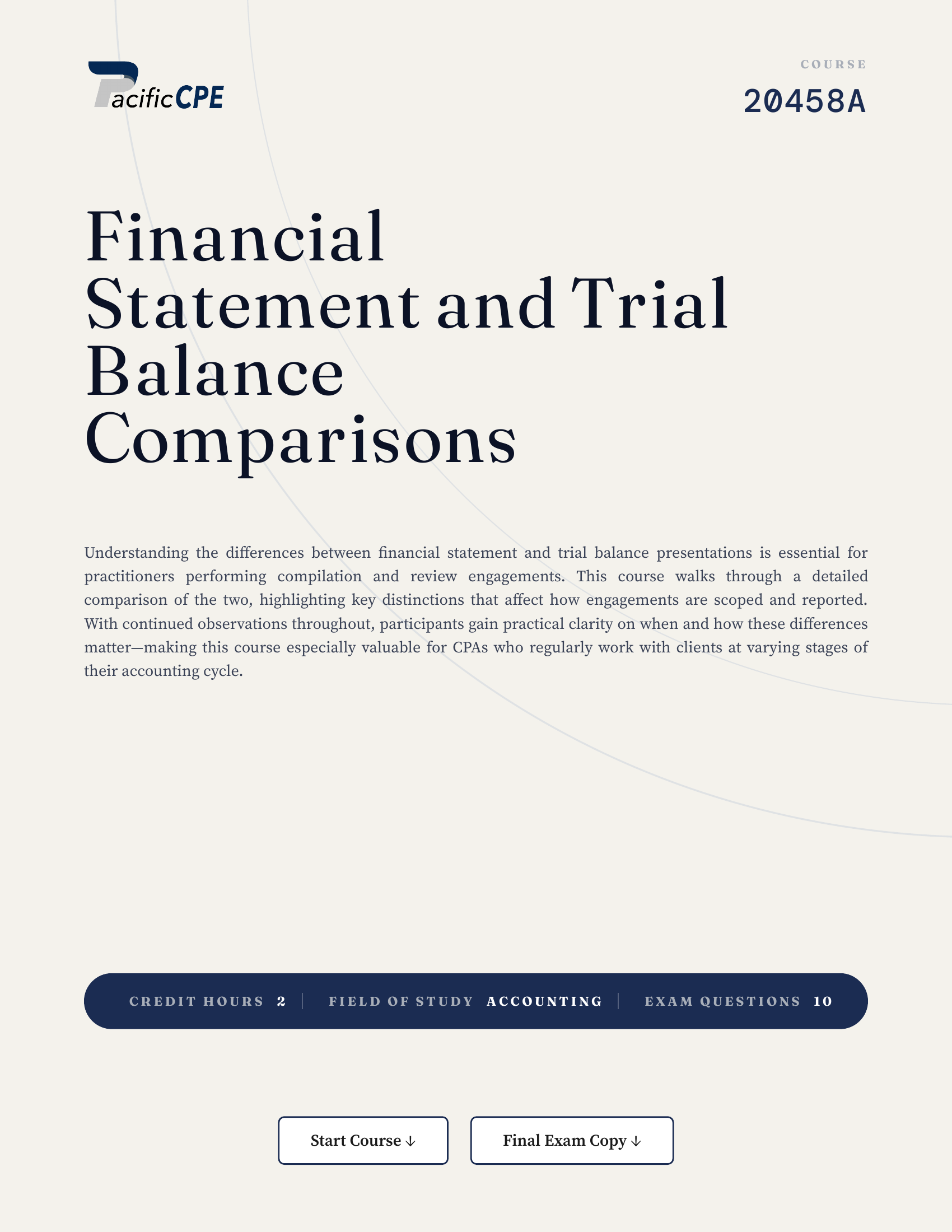 Financial Statement and Trial Balance Comparisons
