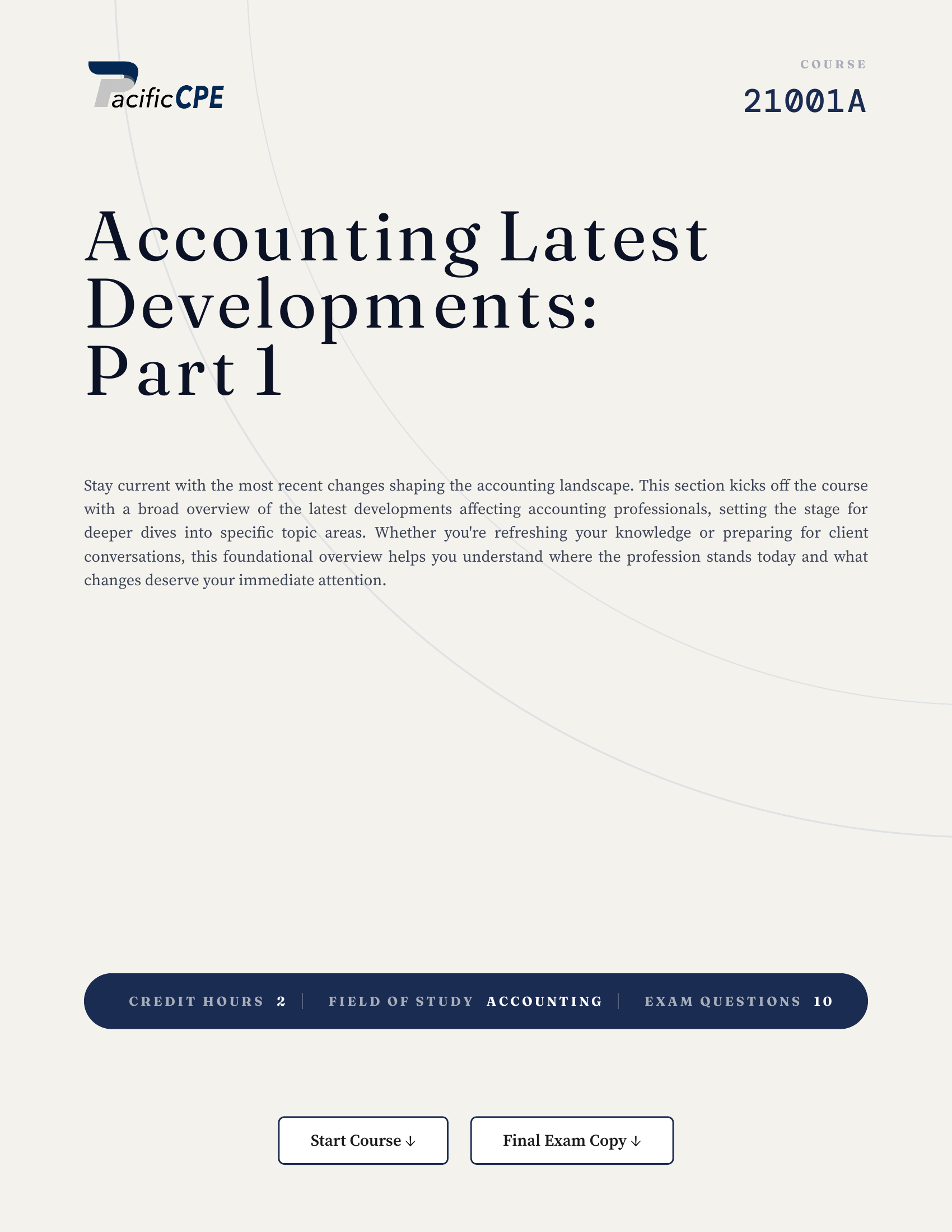 Accounting Latest Developments: Part 1