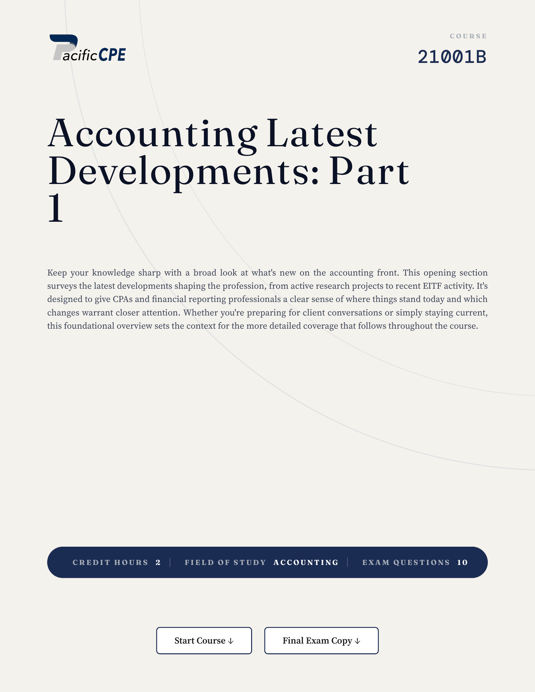 Accounting Latest Developments: Part 1