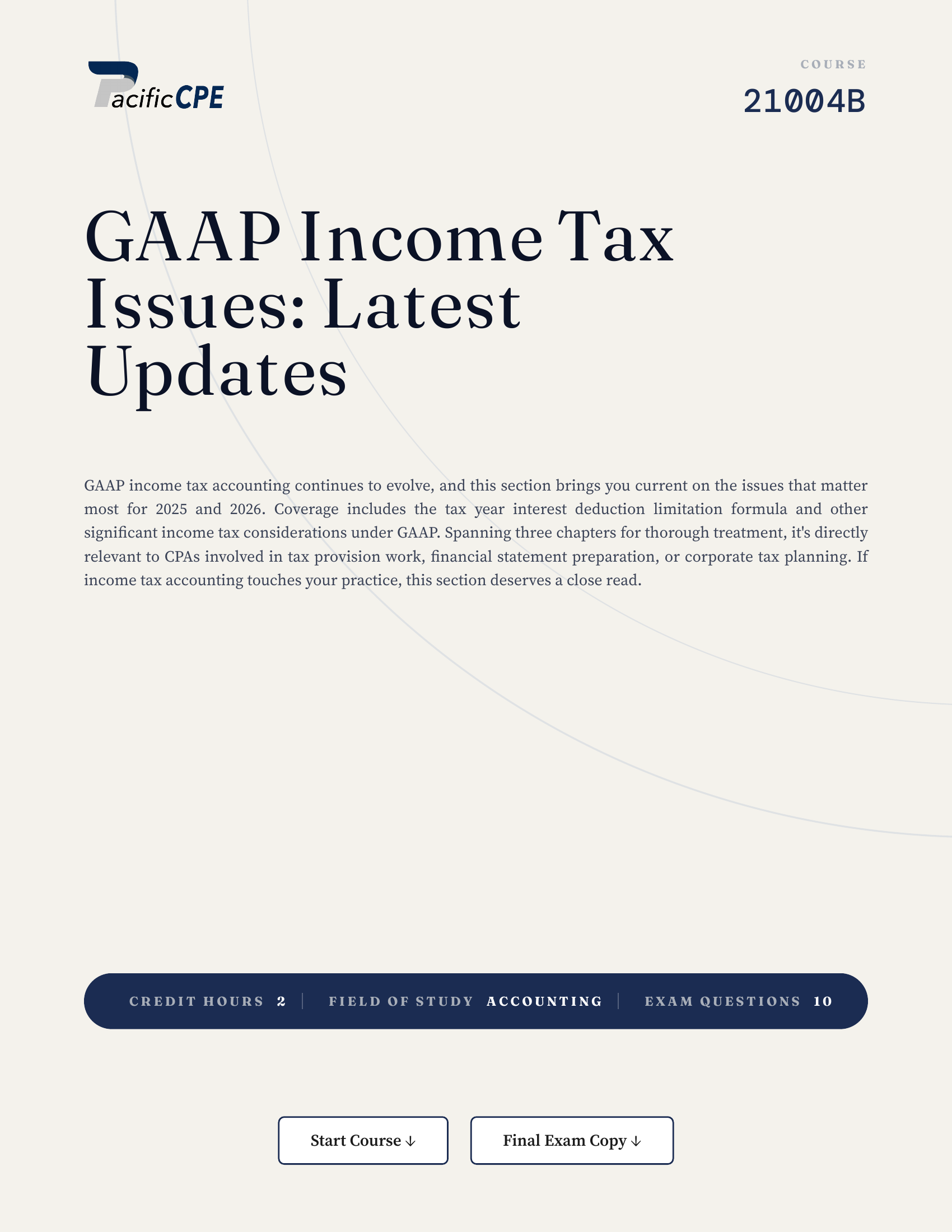 GAAP Income Tax Issues: Latest Updates