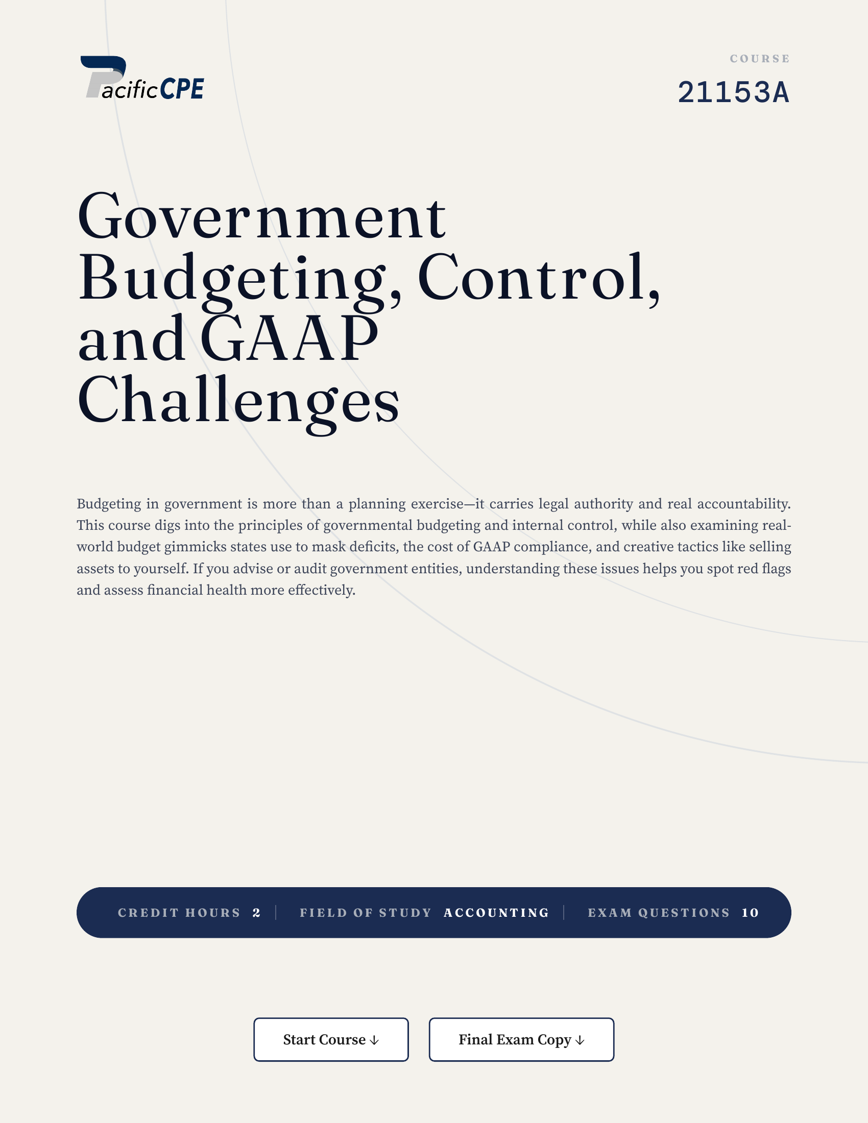 Government Budgeting, Control, and GAAP Challenges