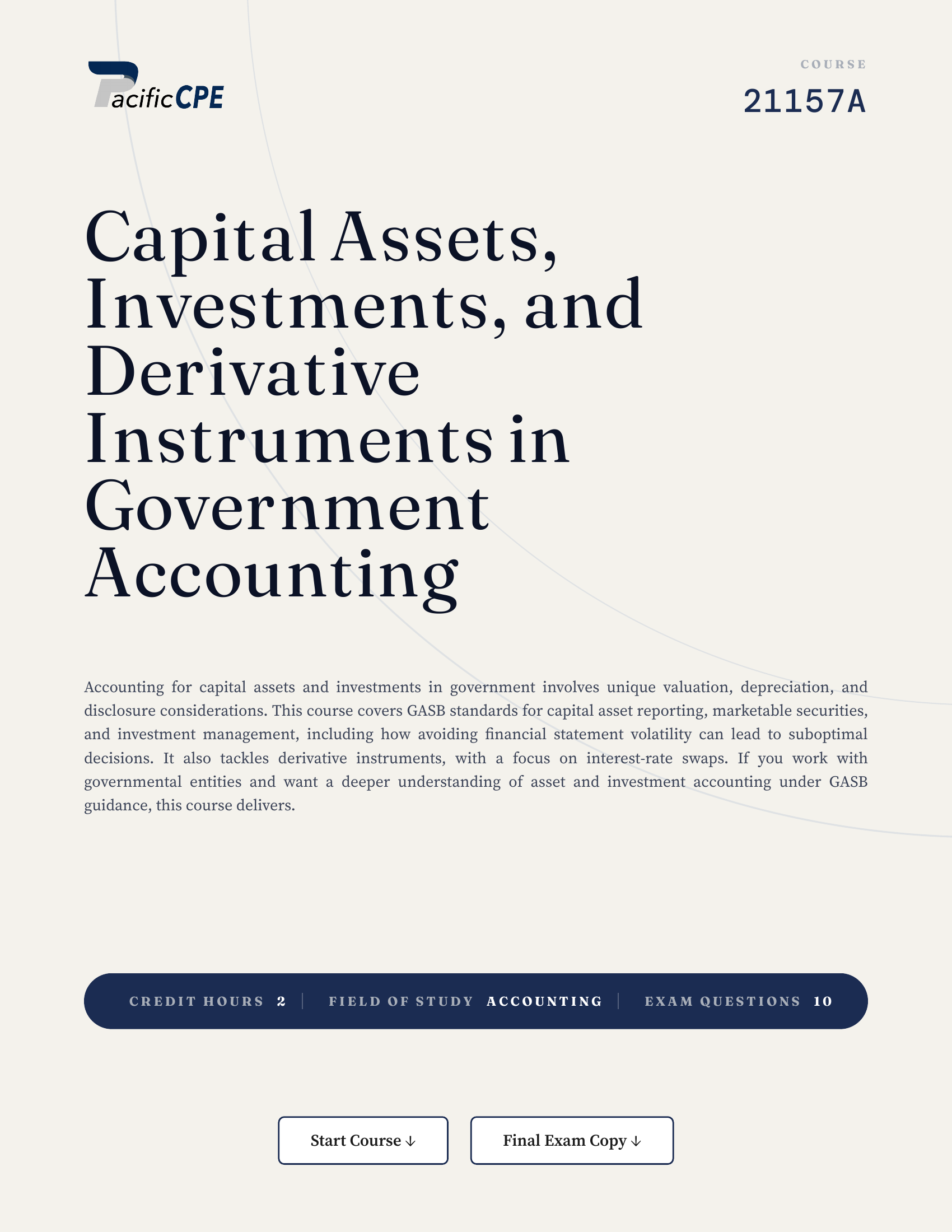 Capital Assets, Investments, and Derivative Instruments in Government Accounting