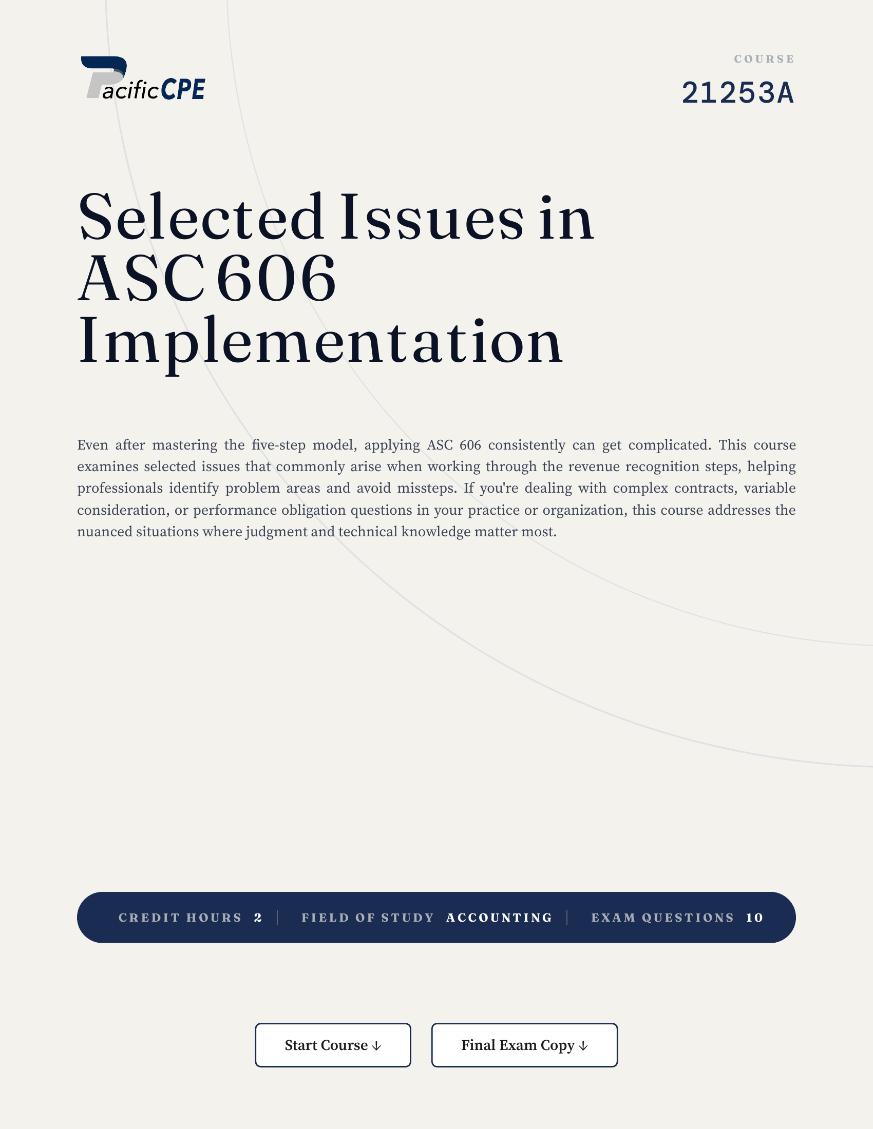 Selected Issues in ASC 606 Implementation