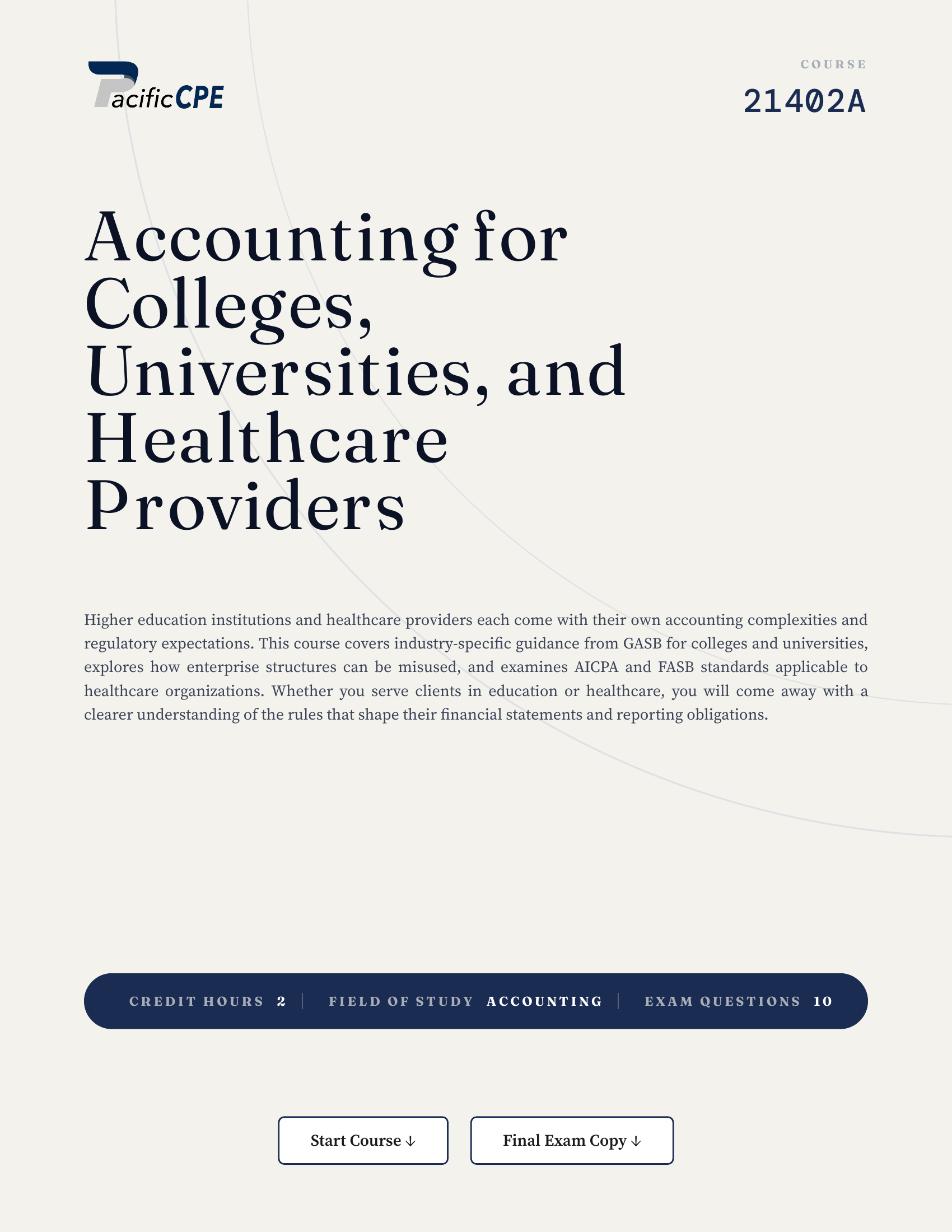 Accounting for Colleges, Universities, and Healthcare Providers
