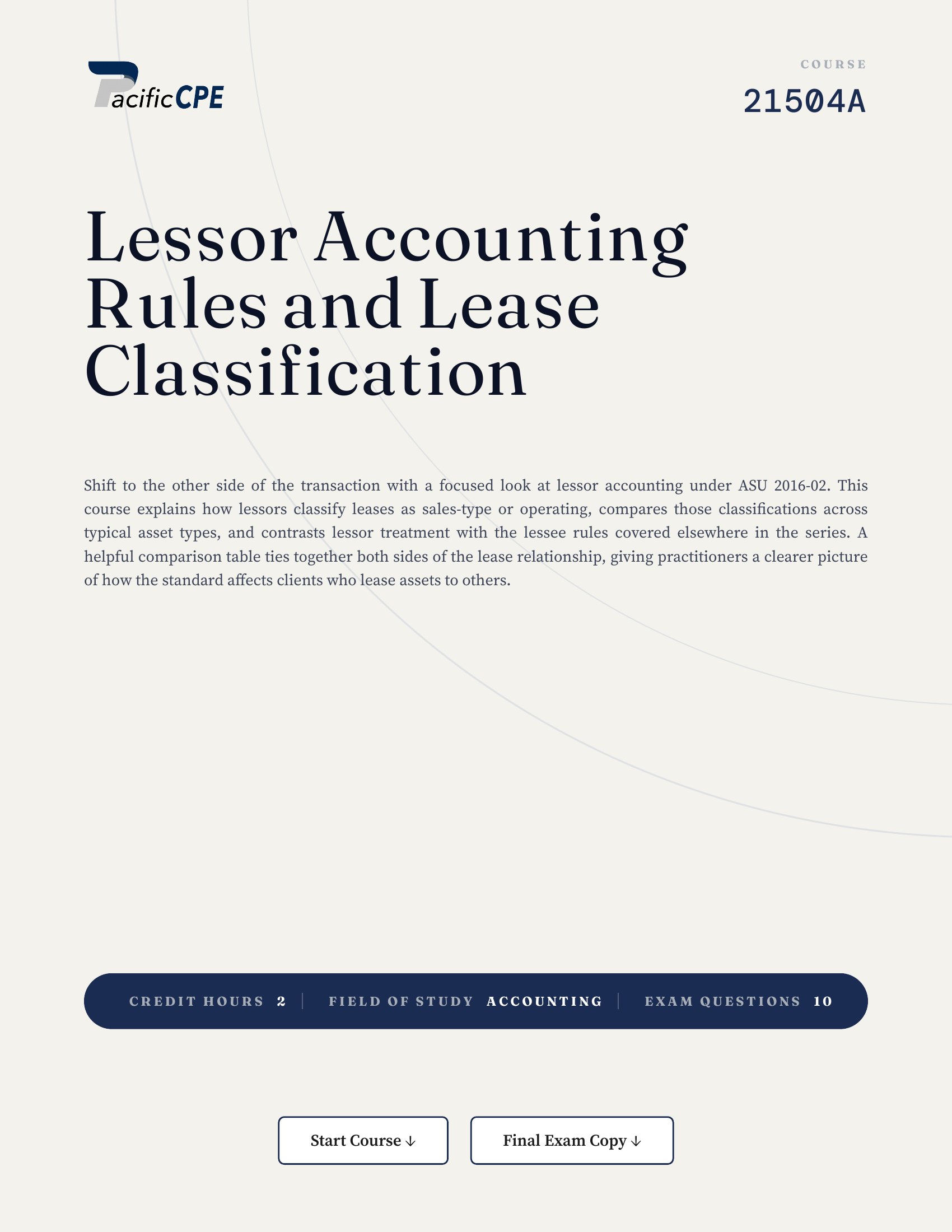 Lessor Accounting Rules and Lease Classification