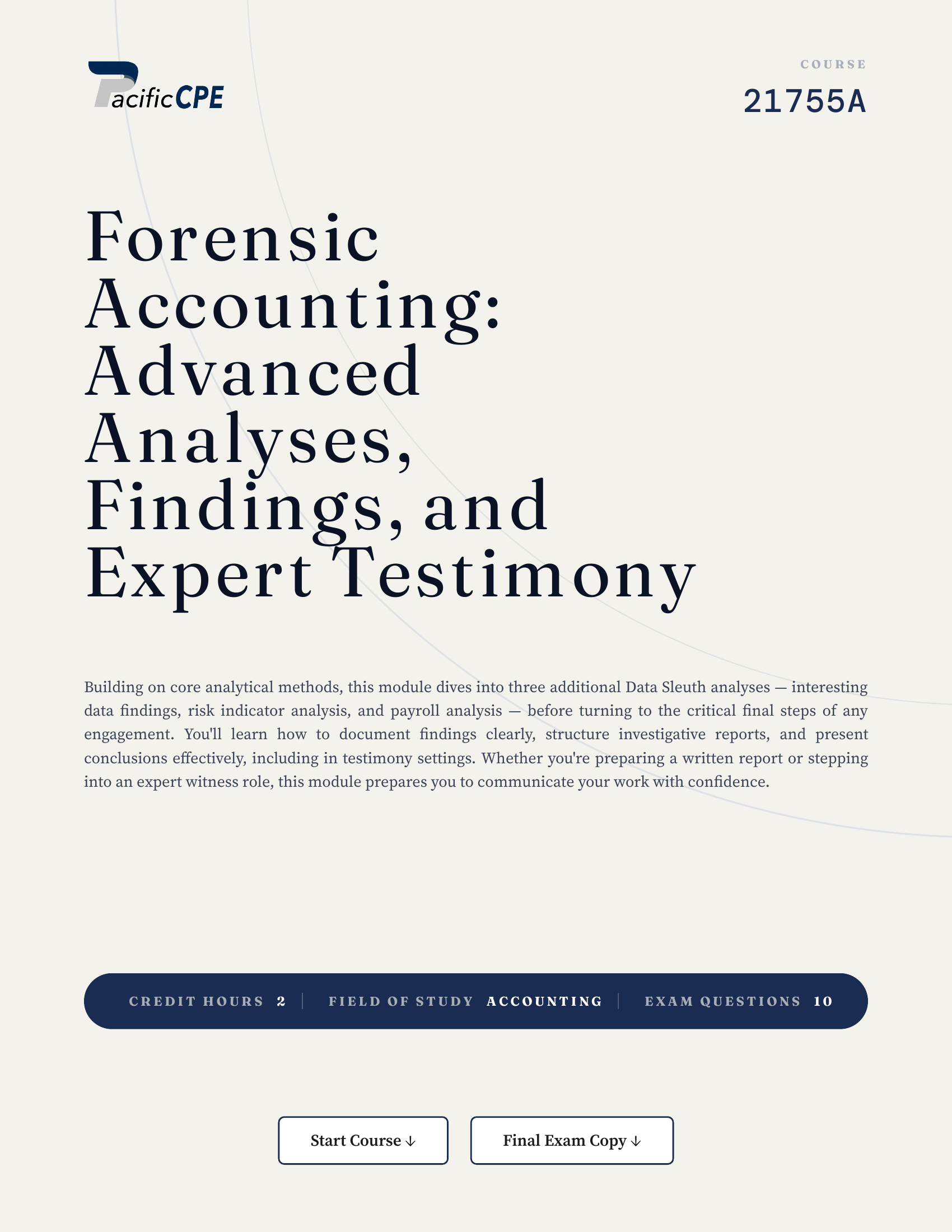 Forensic Accounting: Advanced Analyses, Findings, and Expert Testimony