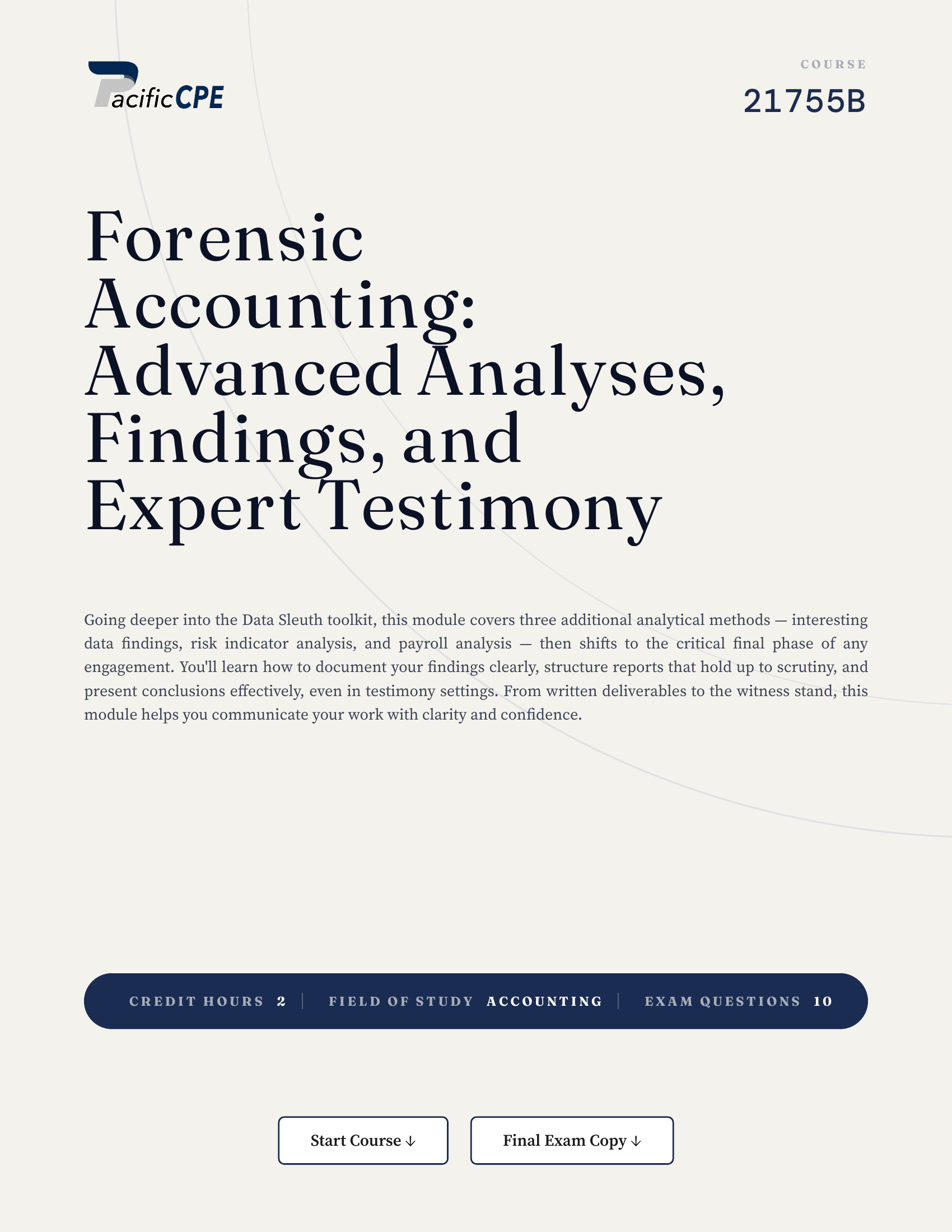 Forensic Accounting: Advanced Analyses, Findings, and Expert Testimony