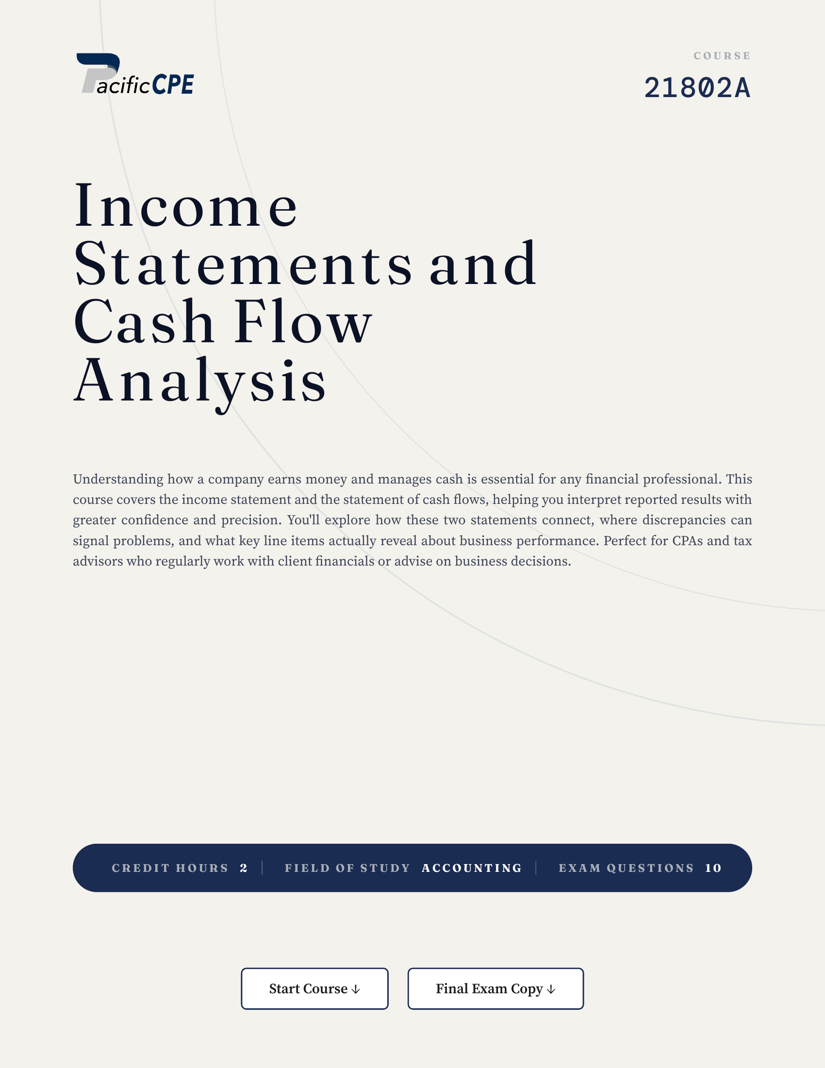 Income Statements and Cash Flow Analysis