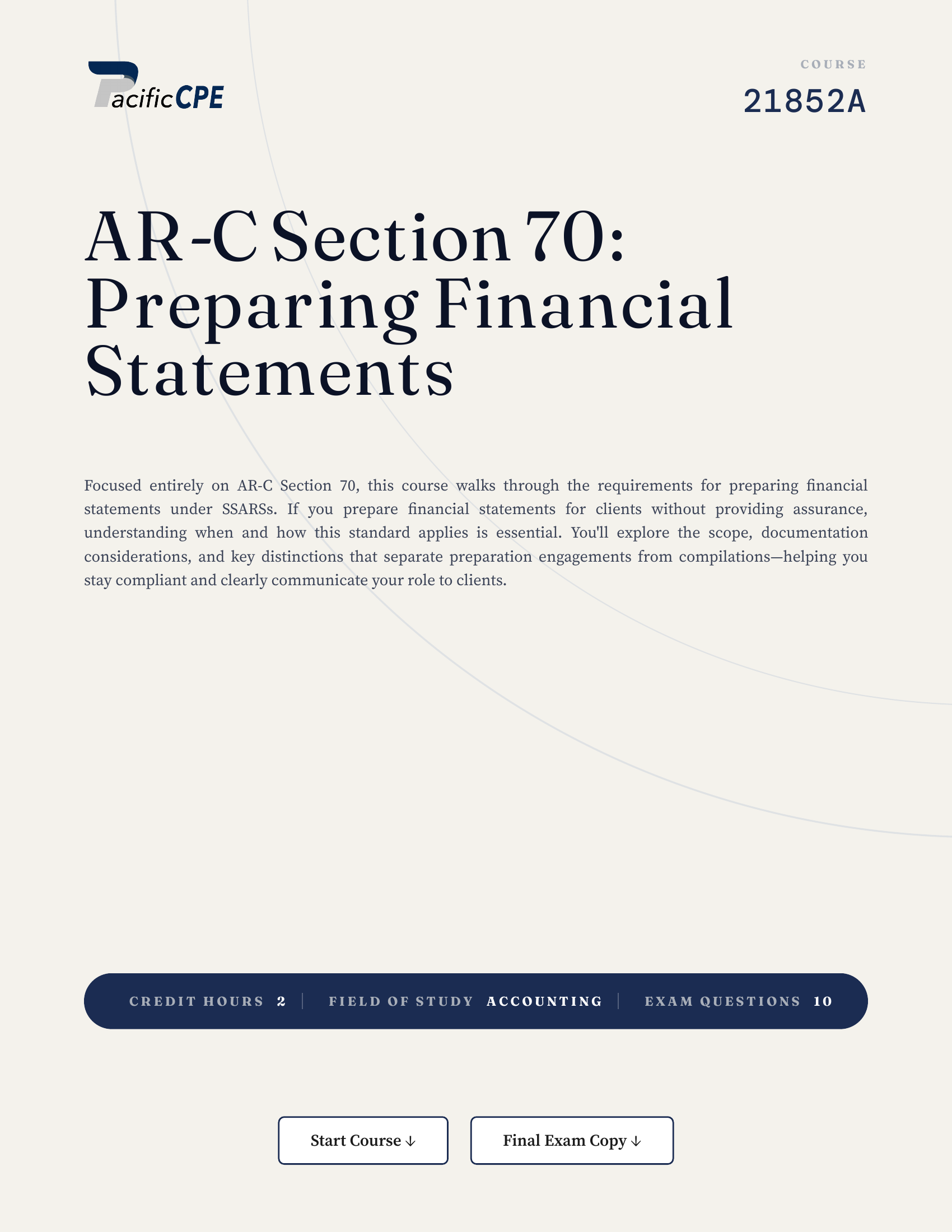 AR-C Section 70: Preparing Financial Statements