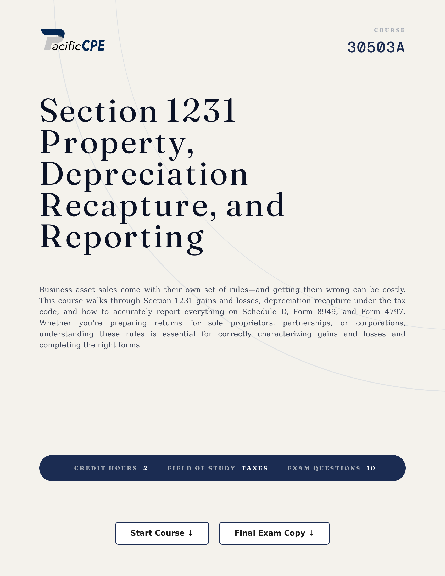 Section 1231 Property, Depreciation Recapture, and Reporting