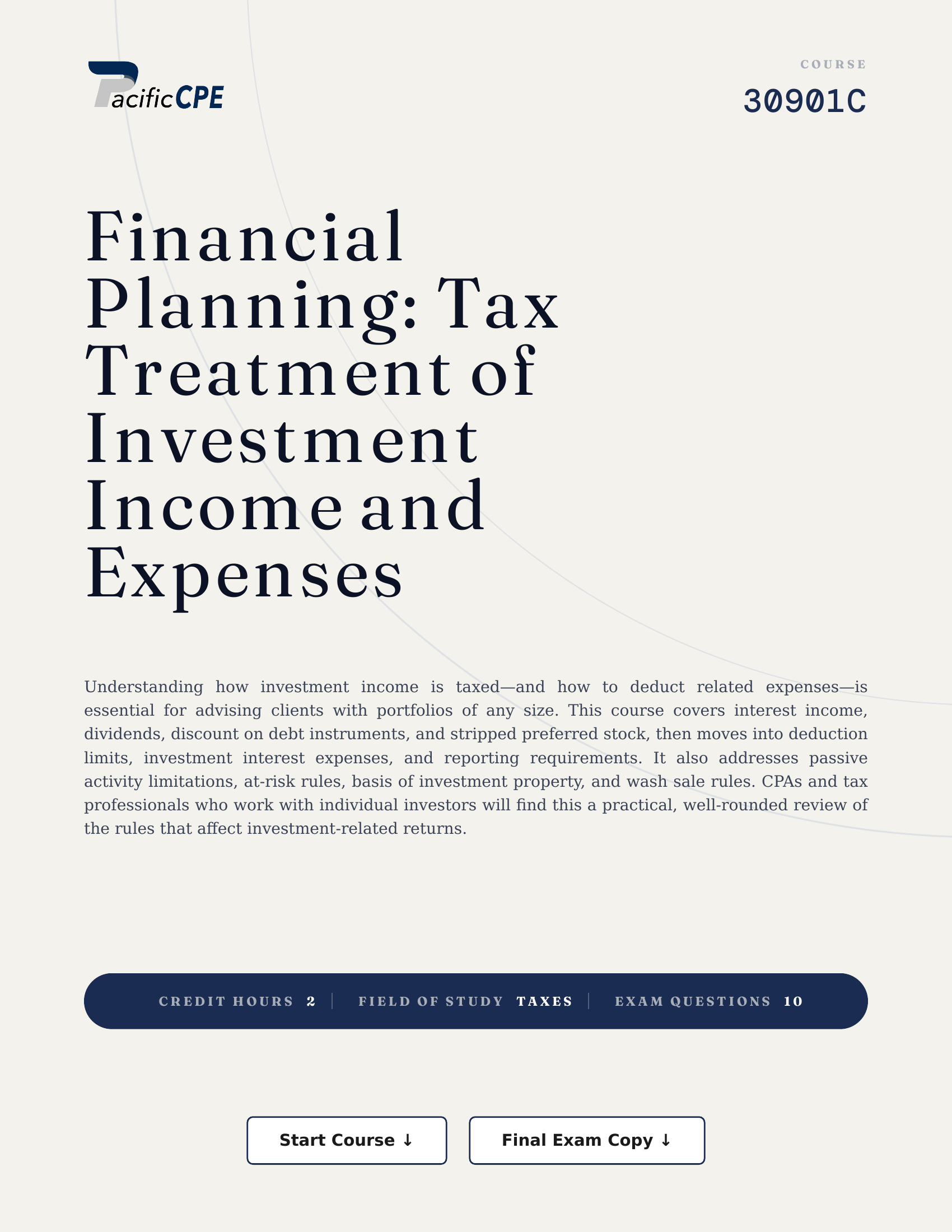 Financial Planning: Tax Treatment of Investment Income and Expenses