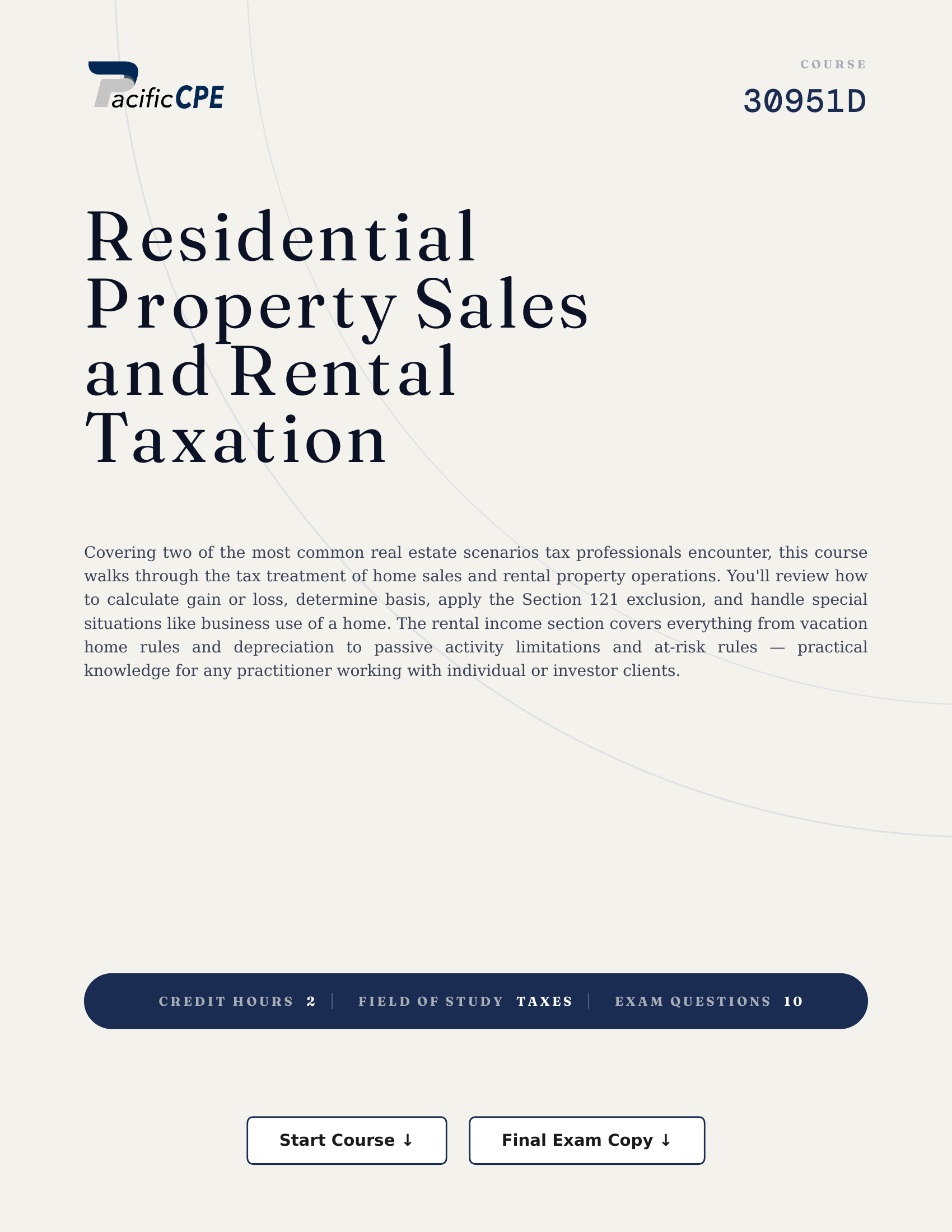 Residential Property Sales and Rental Taxation