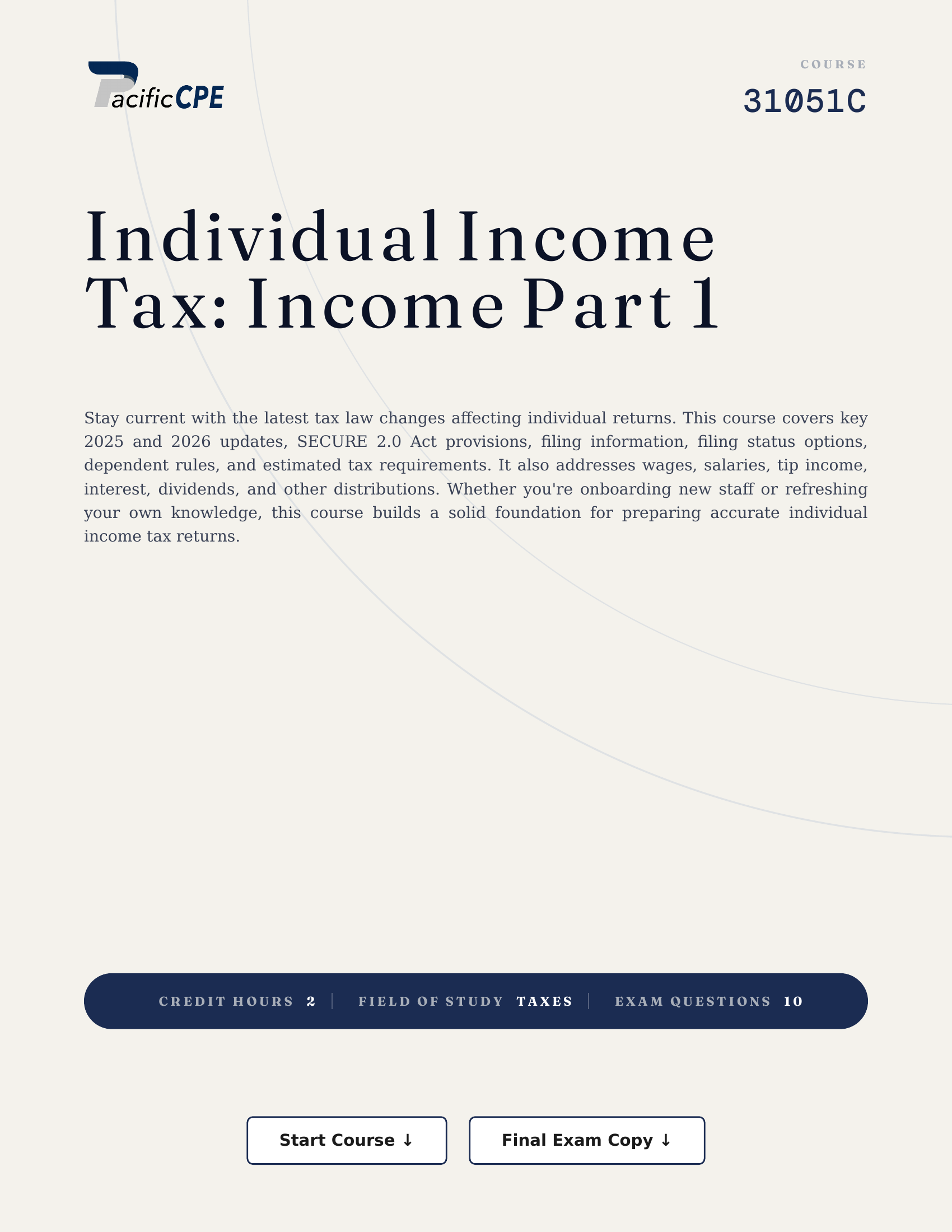 Individual Income Tax: Income Part 1