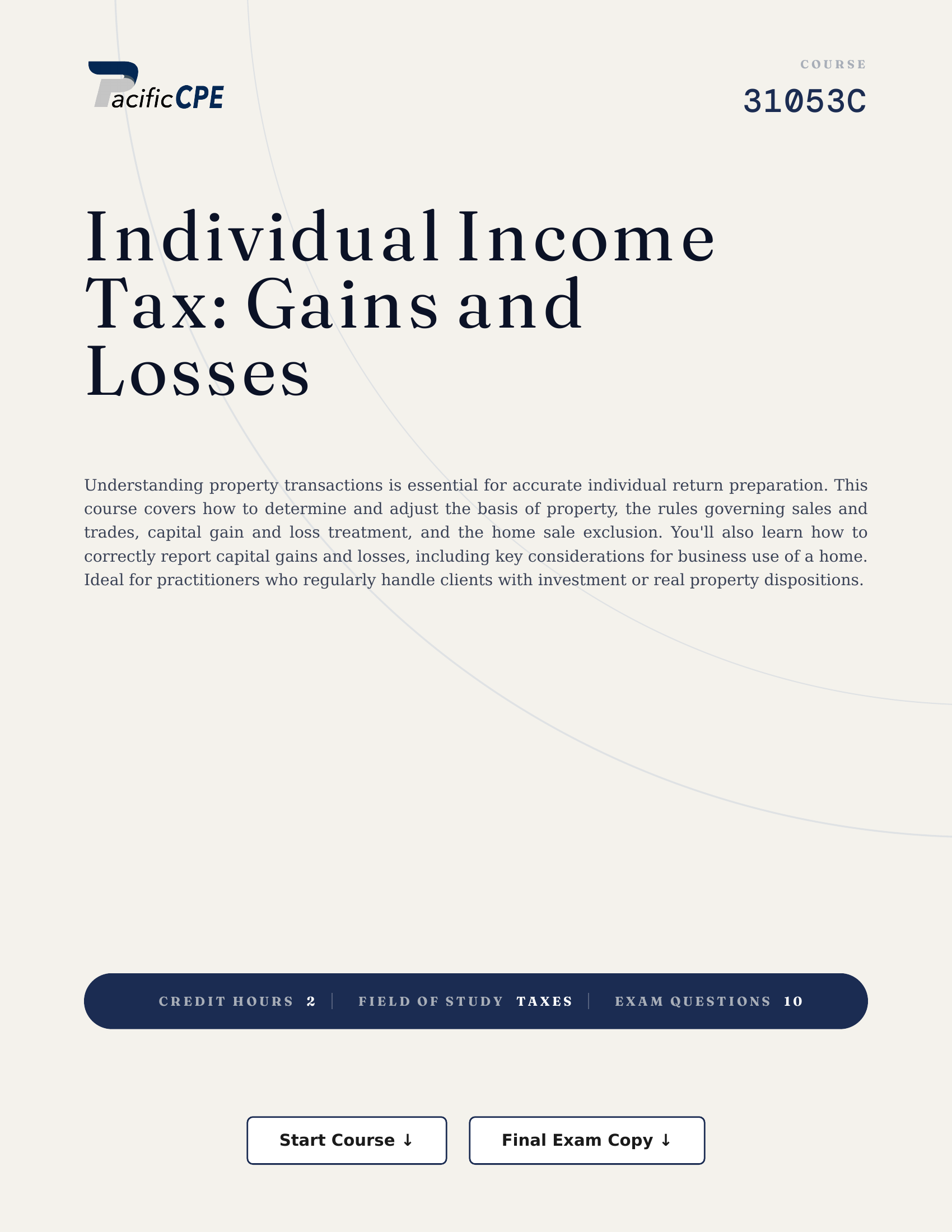 Individual Income Tax: Gains and Losses