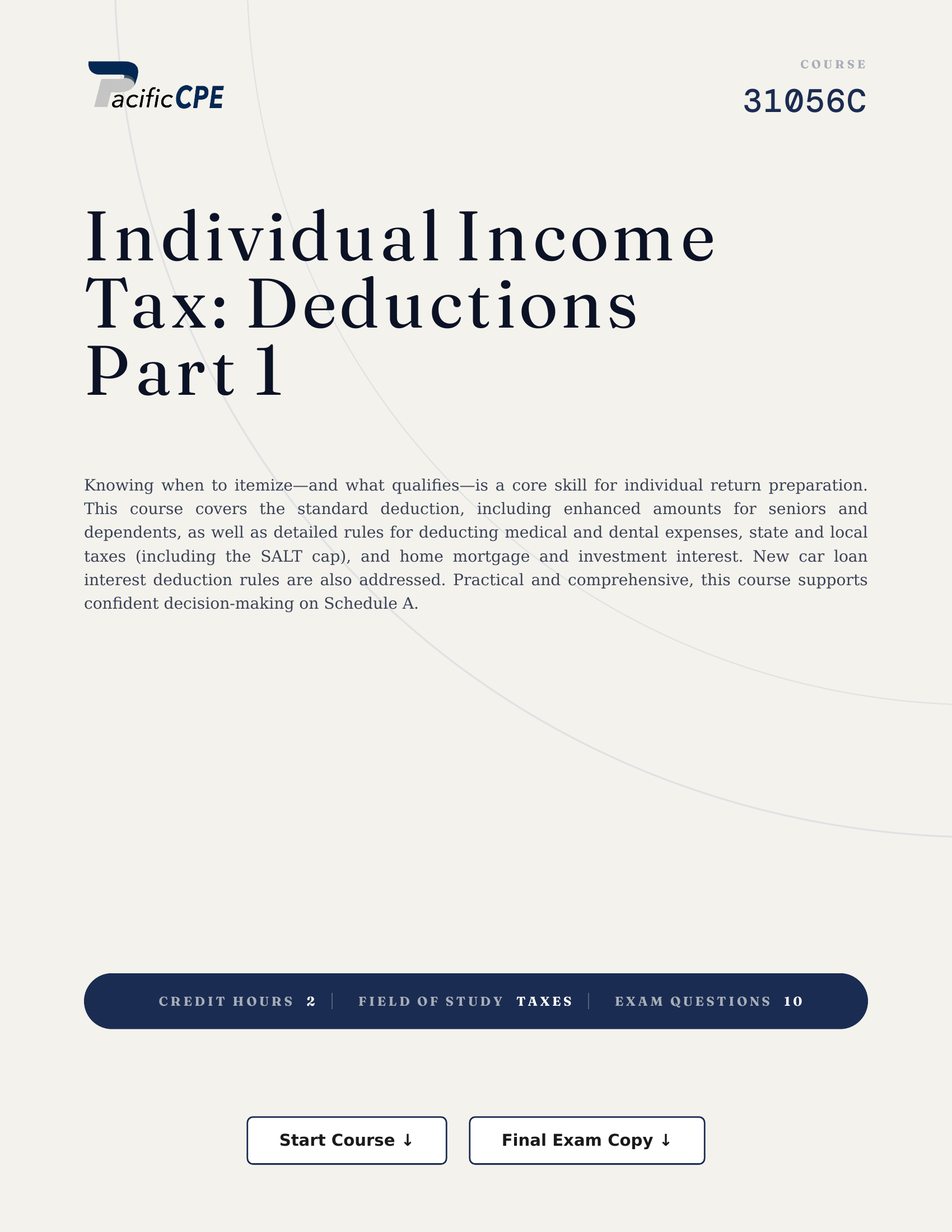 Individual Income Tax: Deductions Part 1