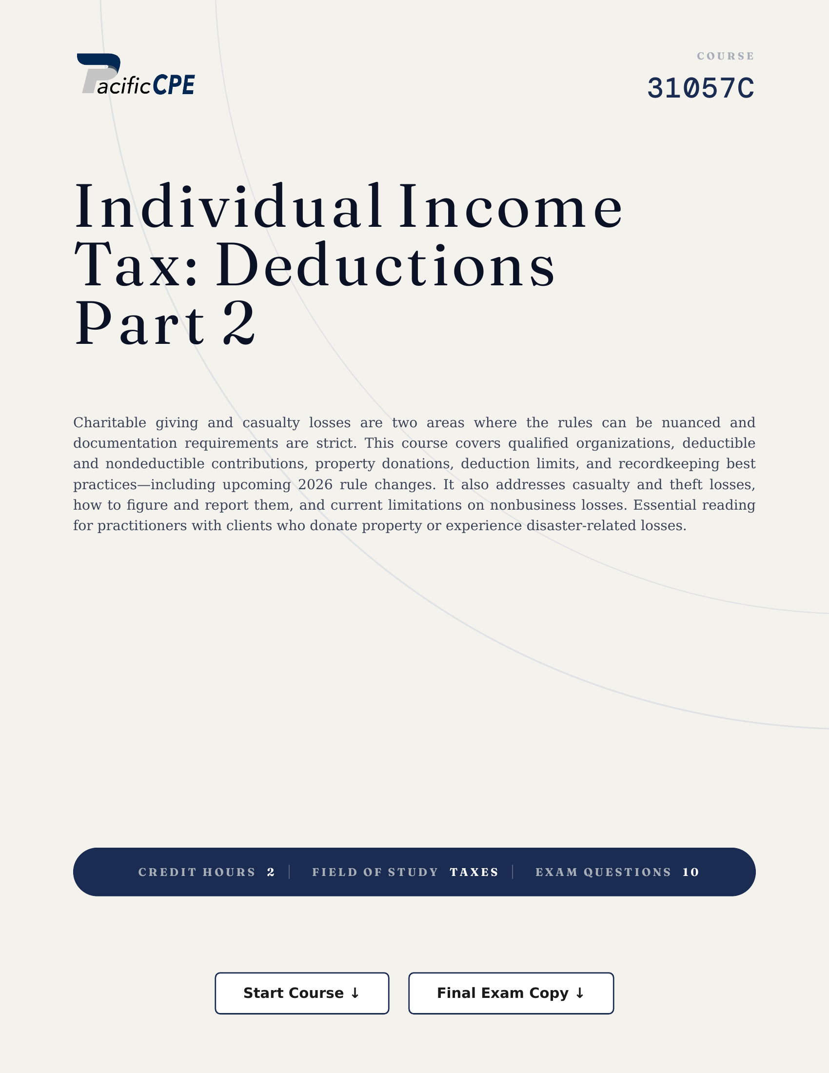 Individual Income Tax: Deductions Part 2
