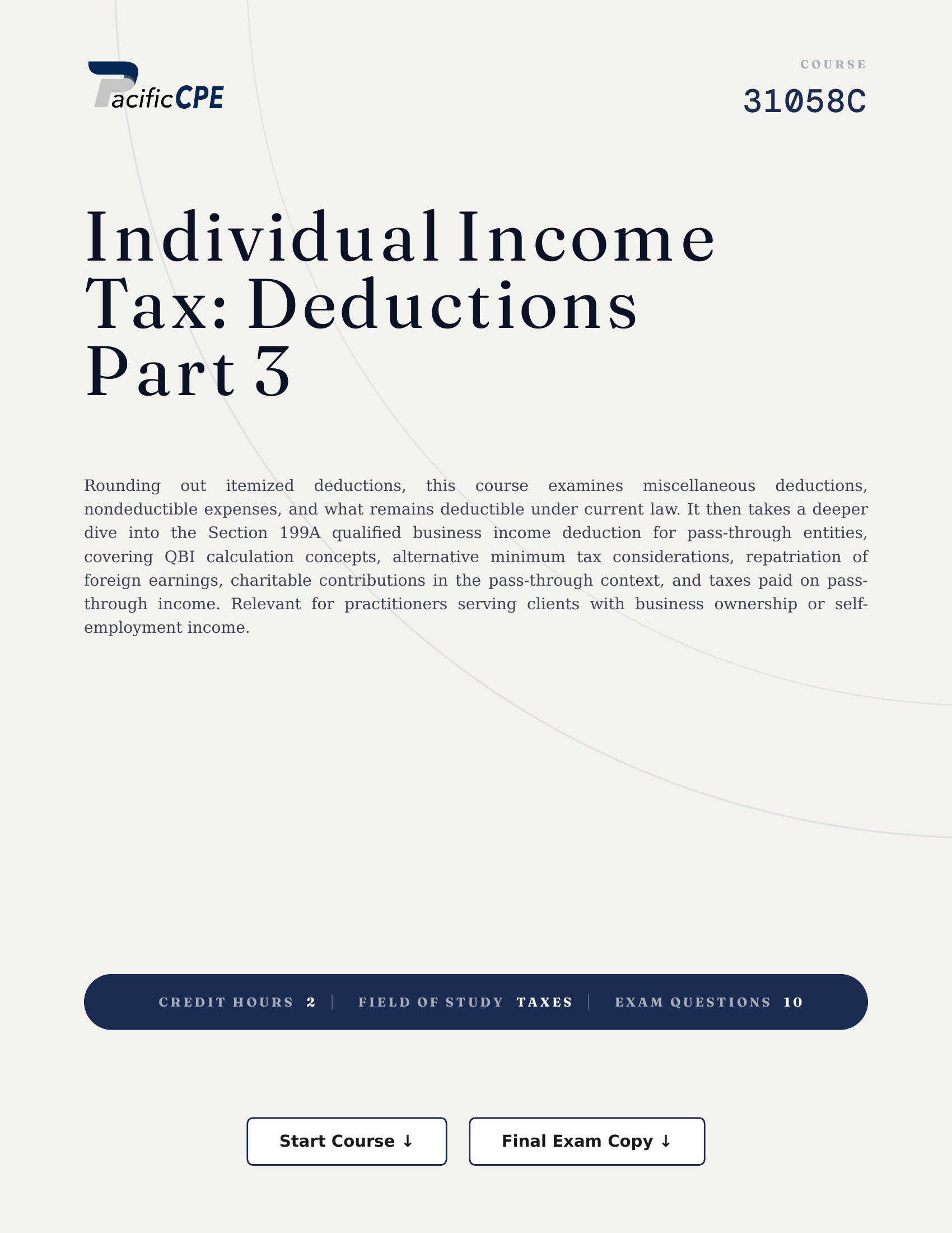 Individual Income Tax: Deductions Part 3