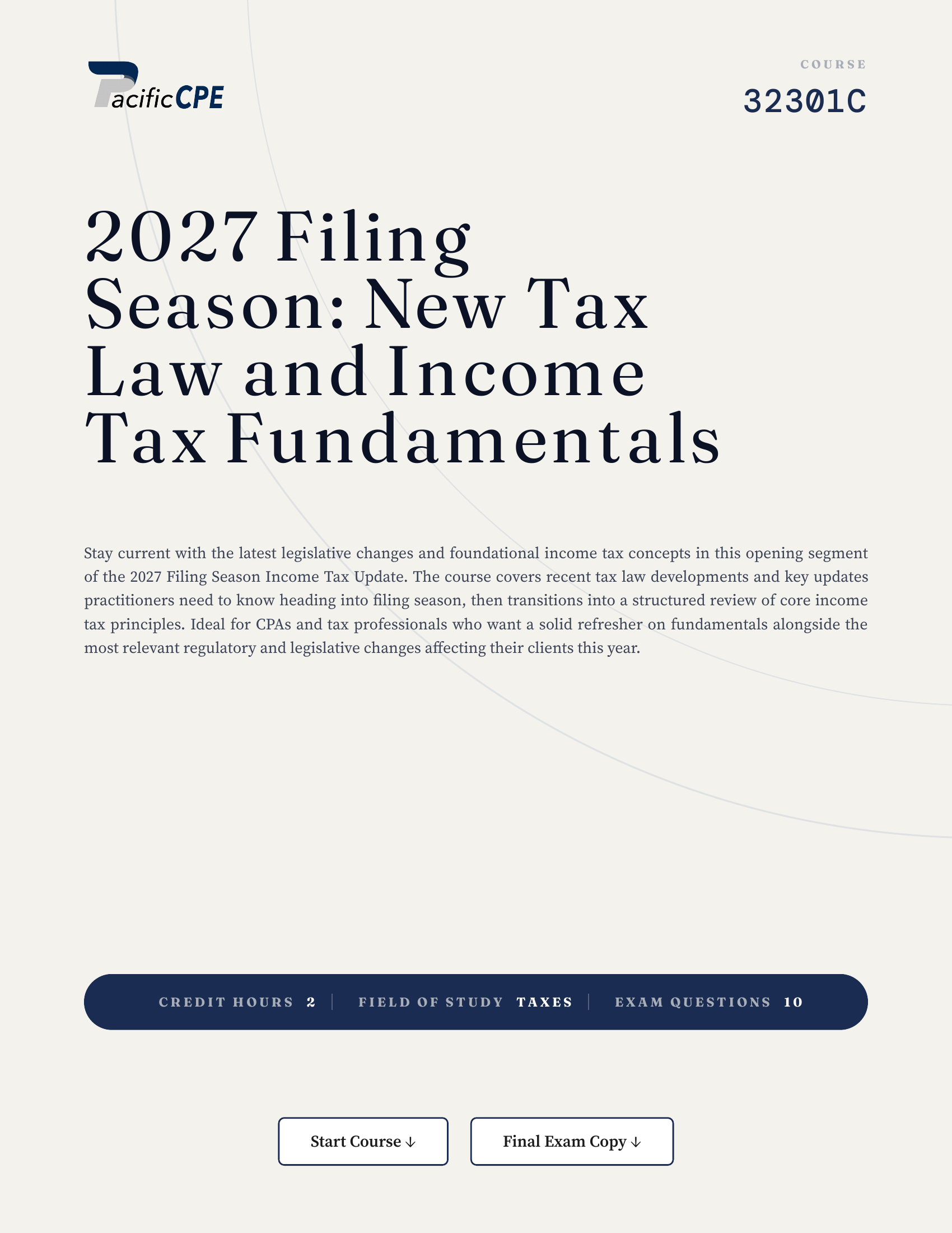 2027 Filing Season: New Tax Law and Income Tax Fundamentals