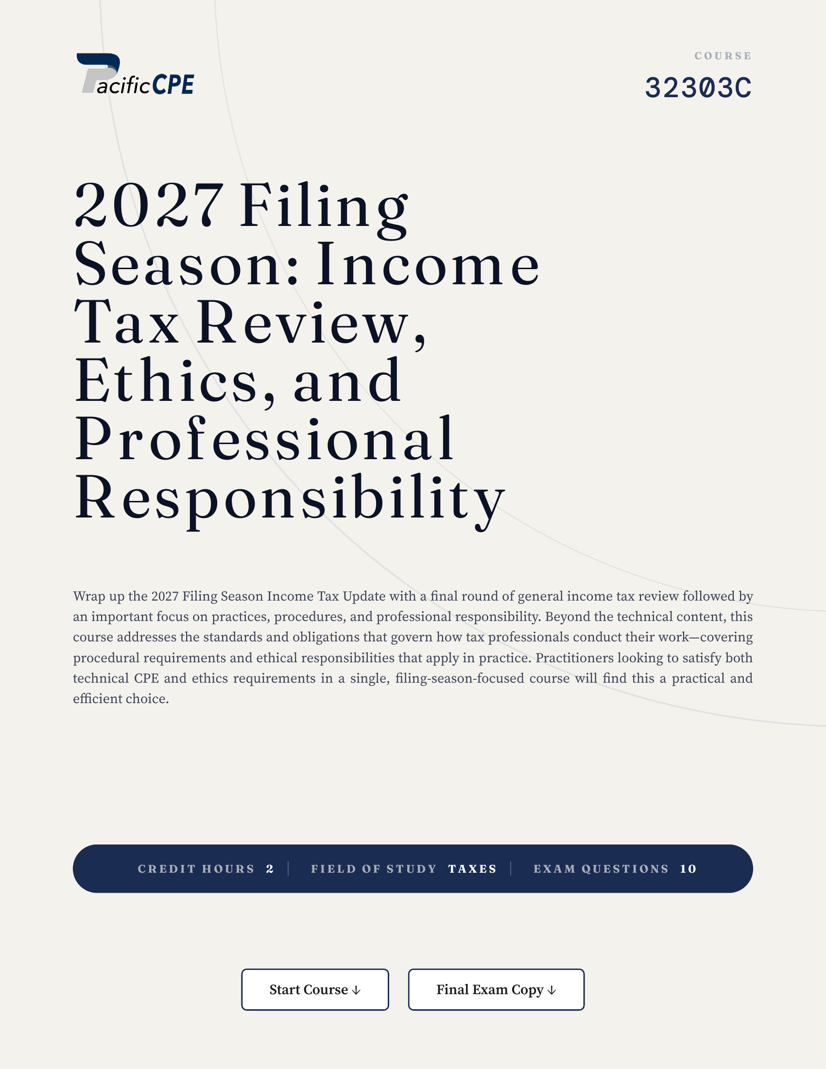2027 Filing Season: Income Tax Review, Ethics, and Professional Responsibility