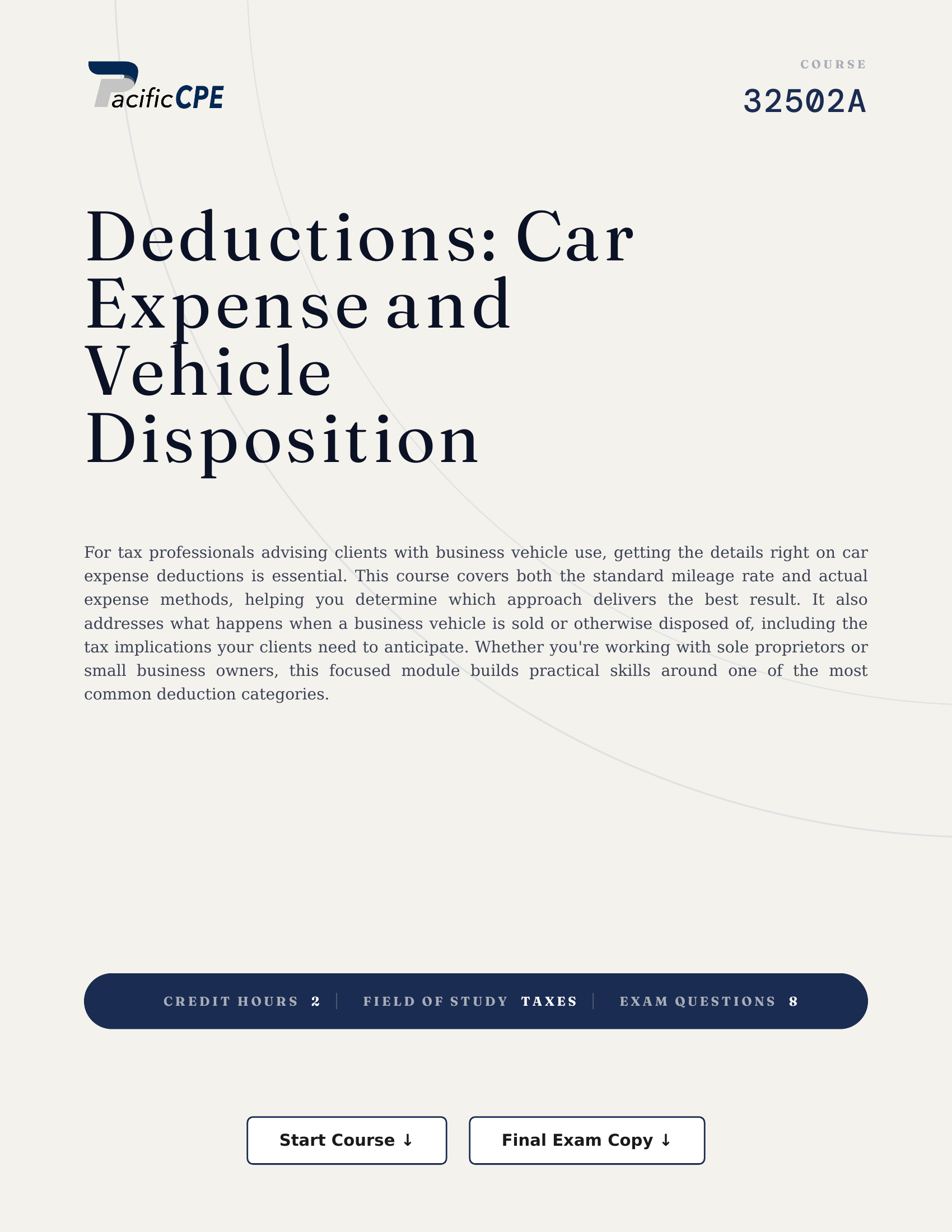 Deductions: Car Expense and Vehicle Disposition