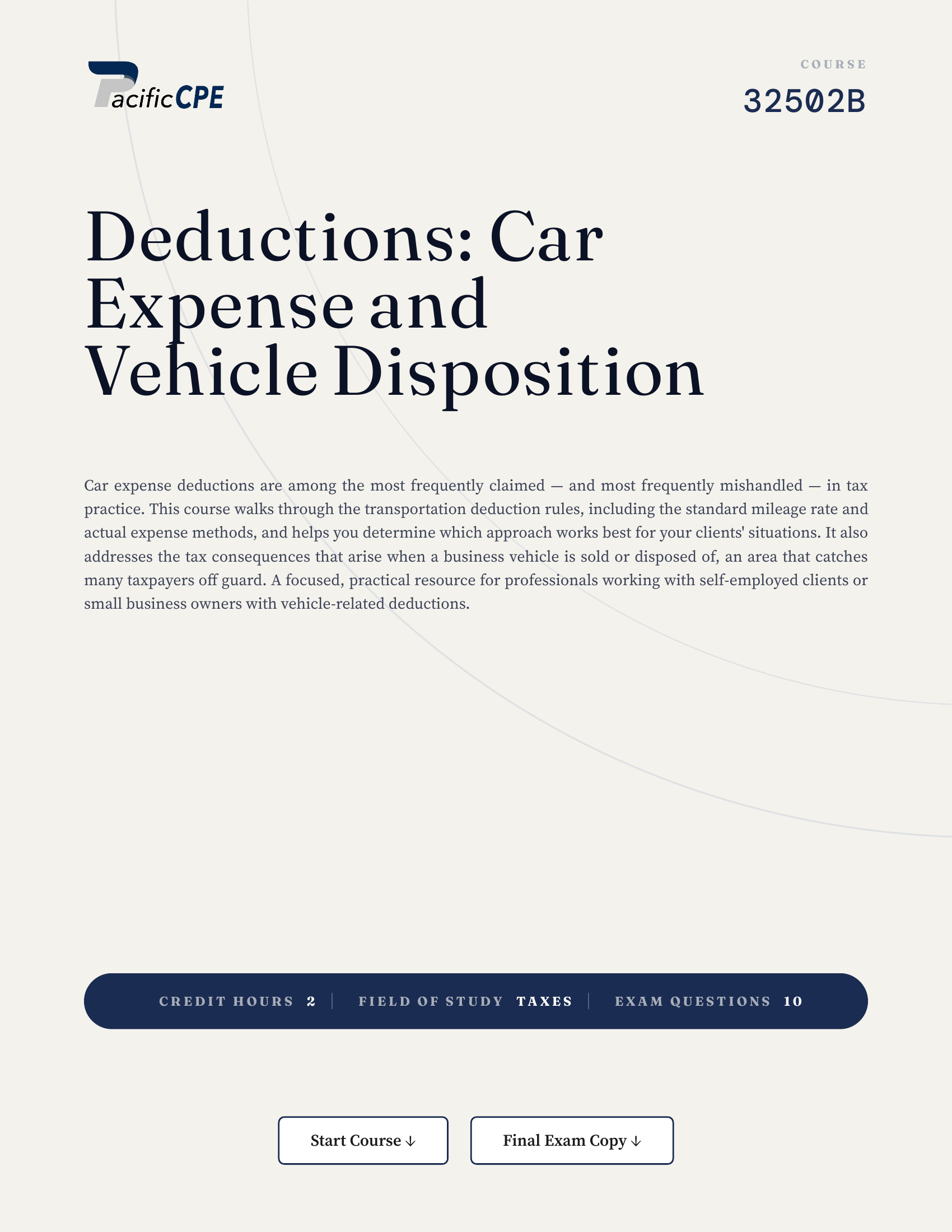 Deductions: Car Expense and Vehicle Disposition
