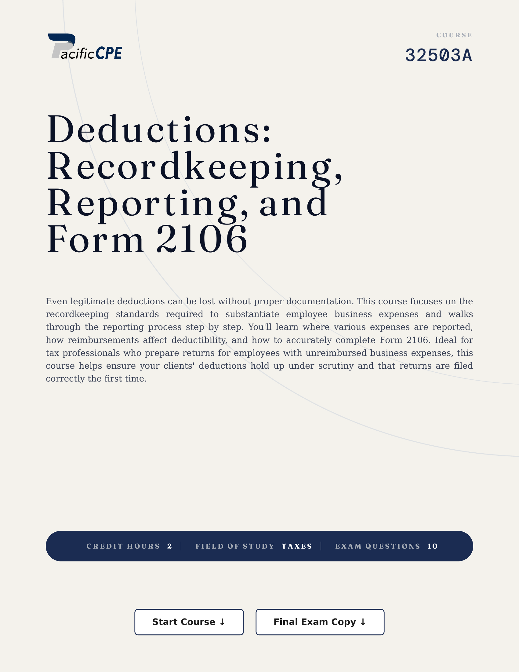Deductions: Recordkeeping, Reporting, and Form 2106
