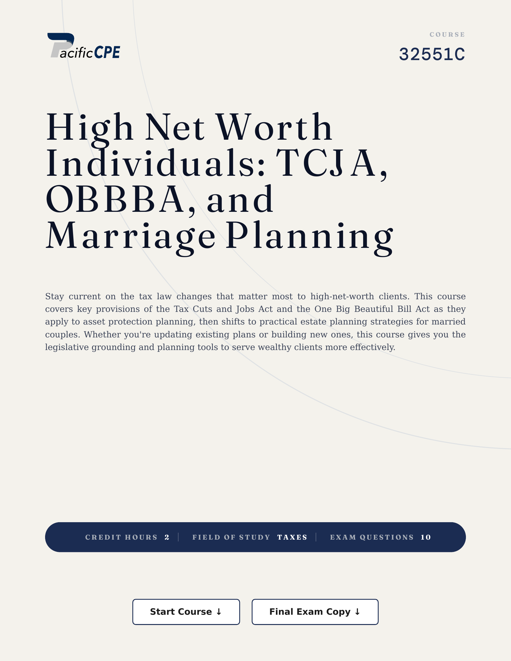 High Net Worth Individuals: TCJA, OBBBA, and Marriage Planning