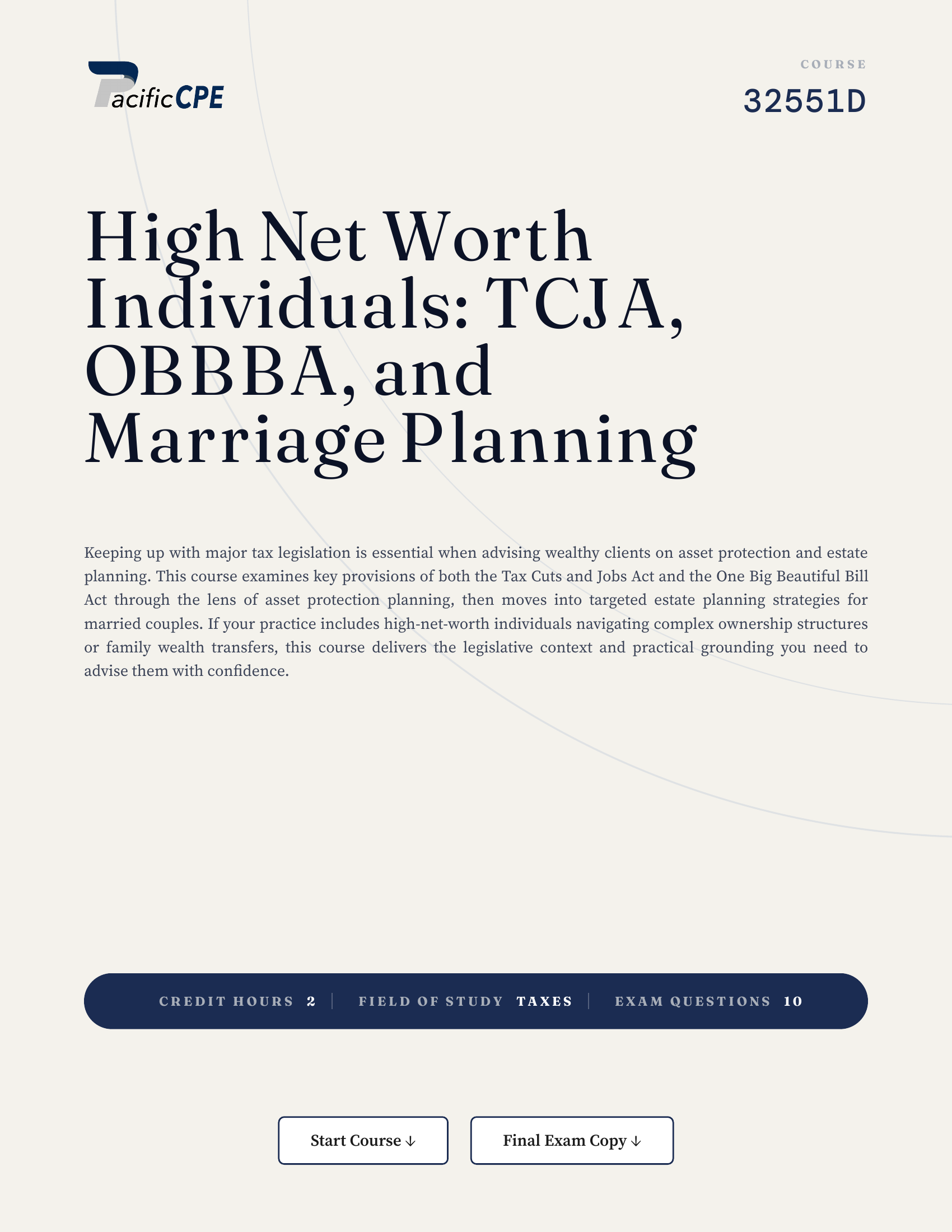 High Net Worth Individuals: TCJA, OBBBA, and Marriage Planning