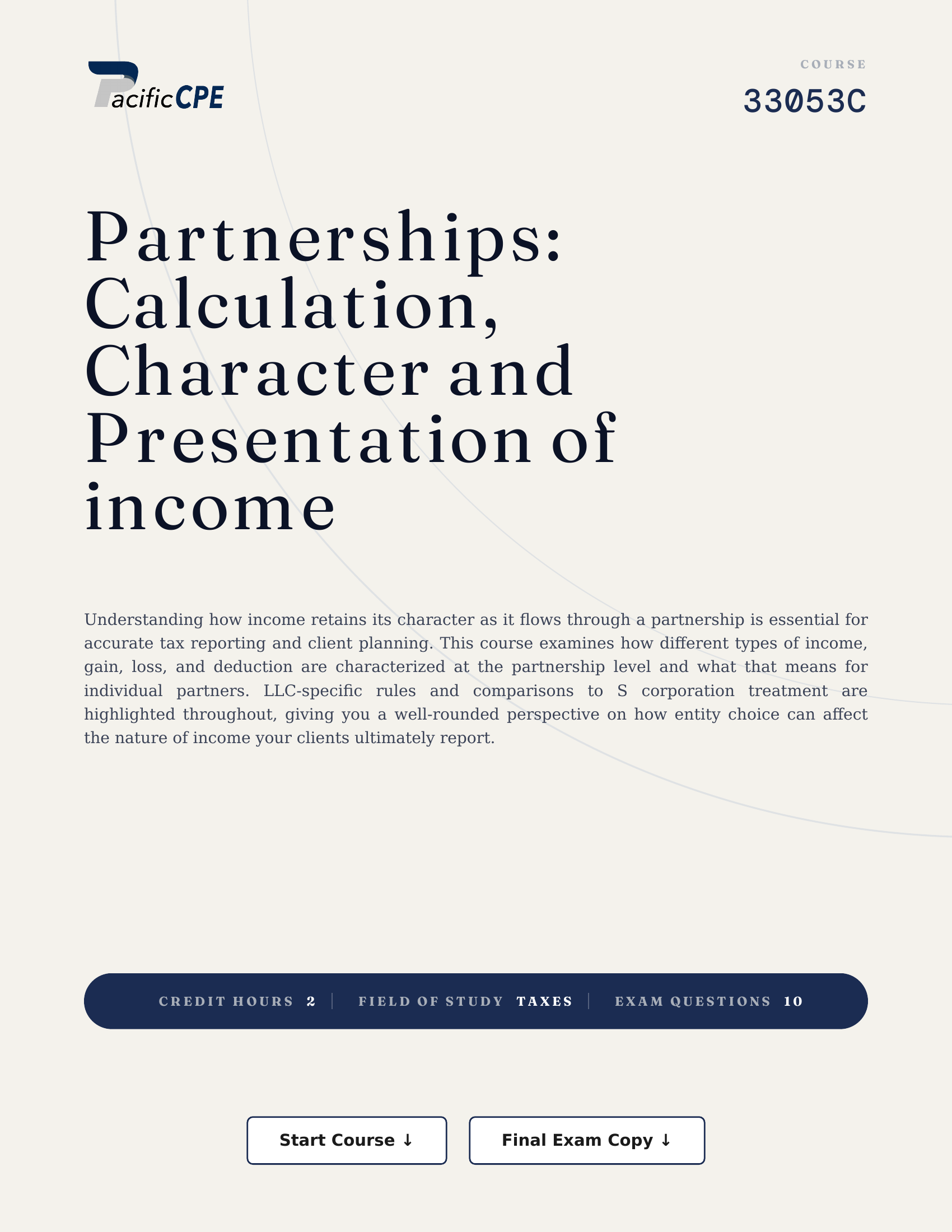 Partnerships:  Calculation, Character and Presentation of income