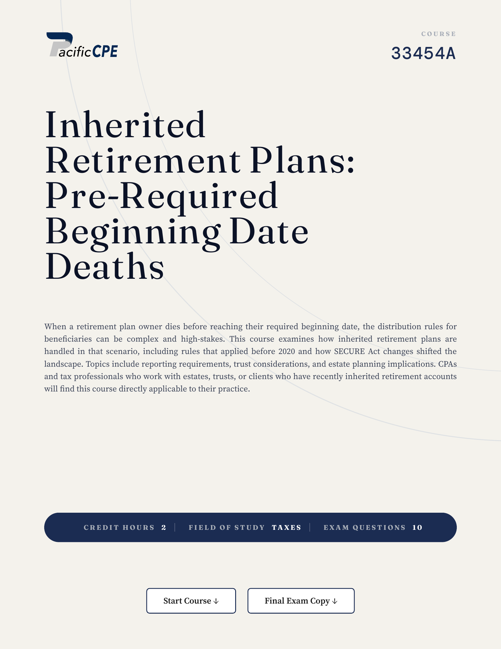 Inherited Retirement Plans: Pre-Required Beginning Date Deaths