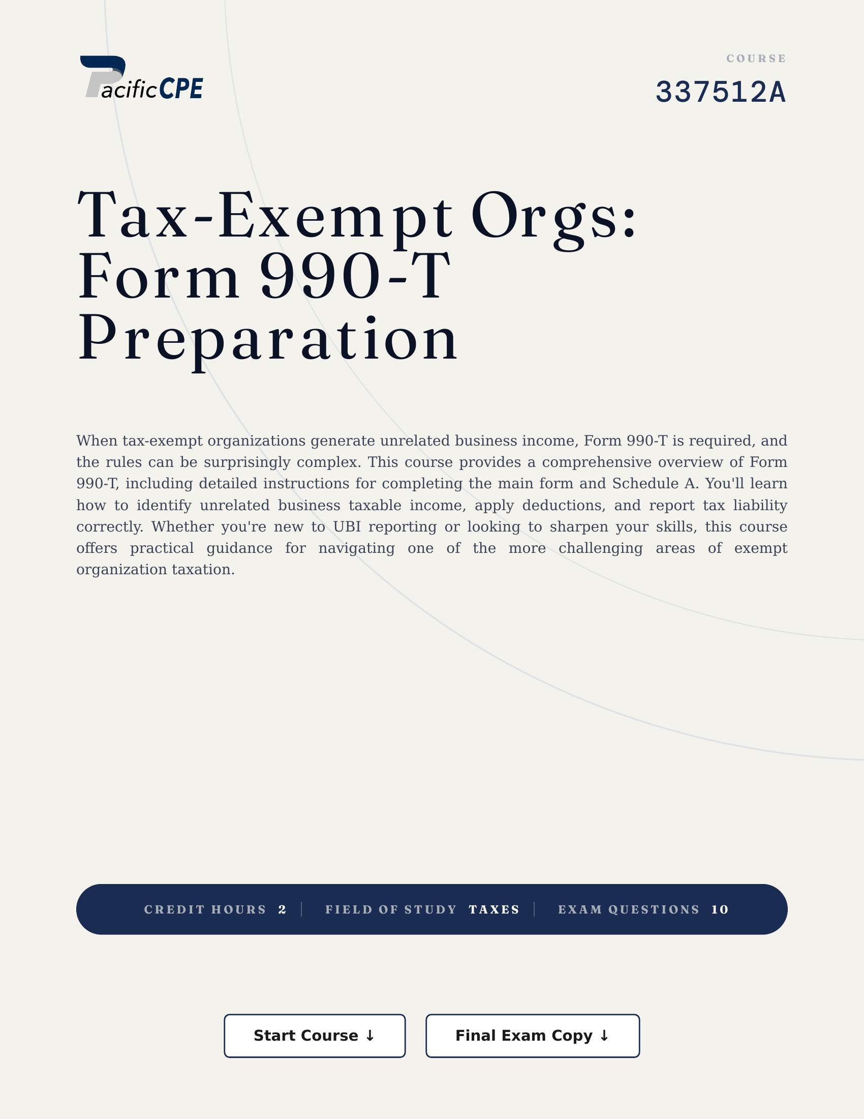 Tax-Exempt Orgs: Form 990-T Preparation