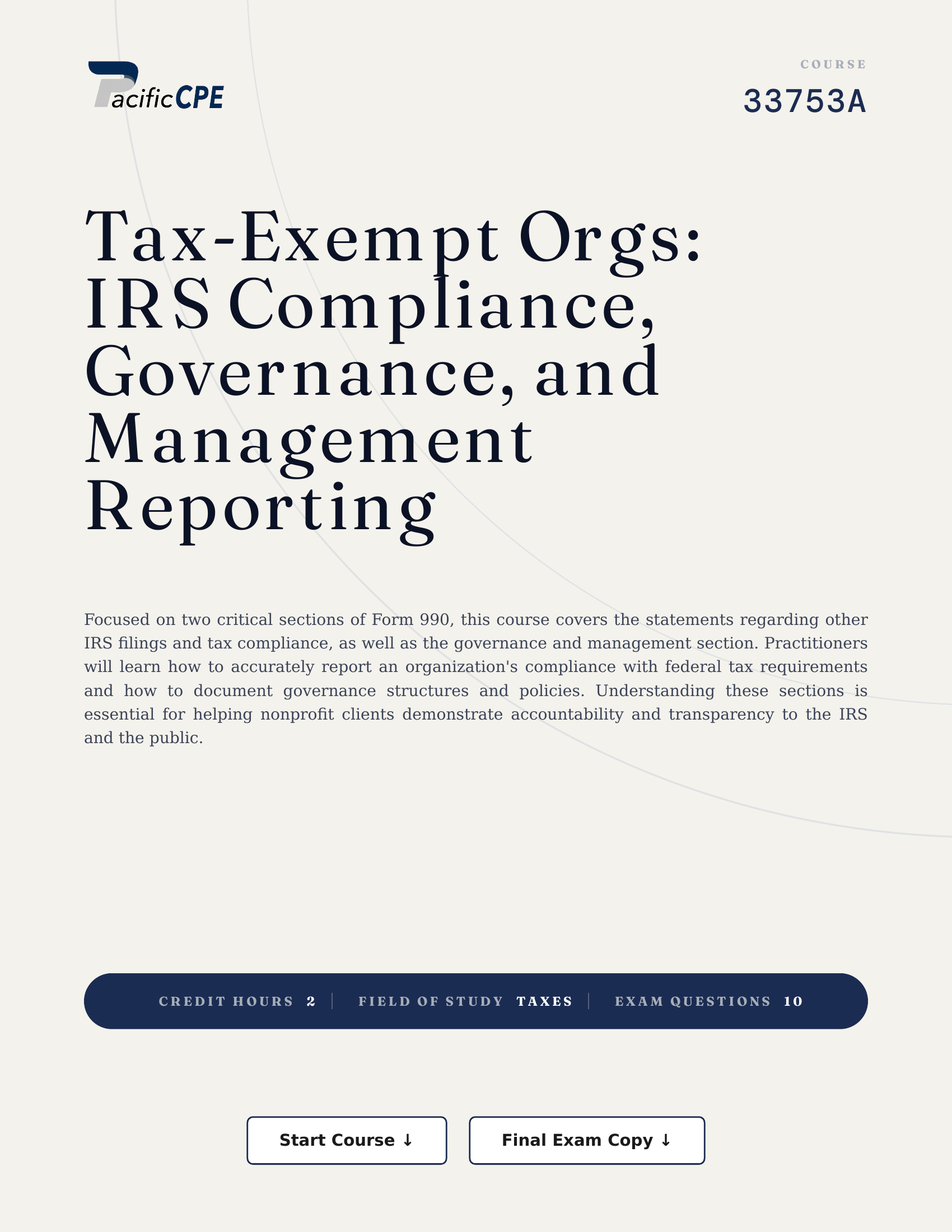 Tax-Exempt Orgs: IRS Compliance, Governance, and Management Reporting
