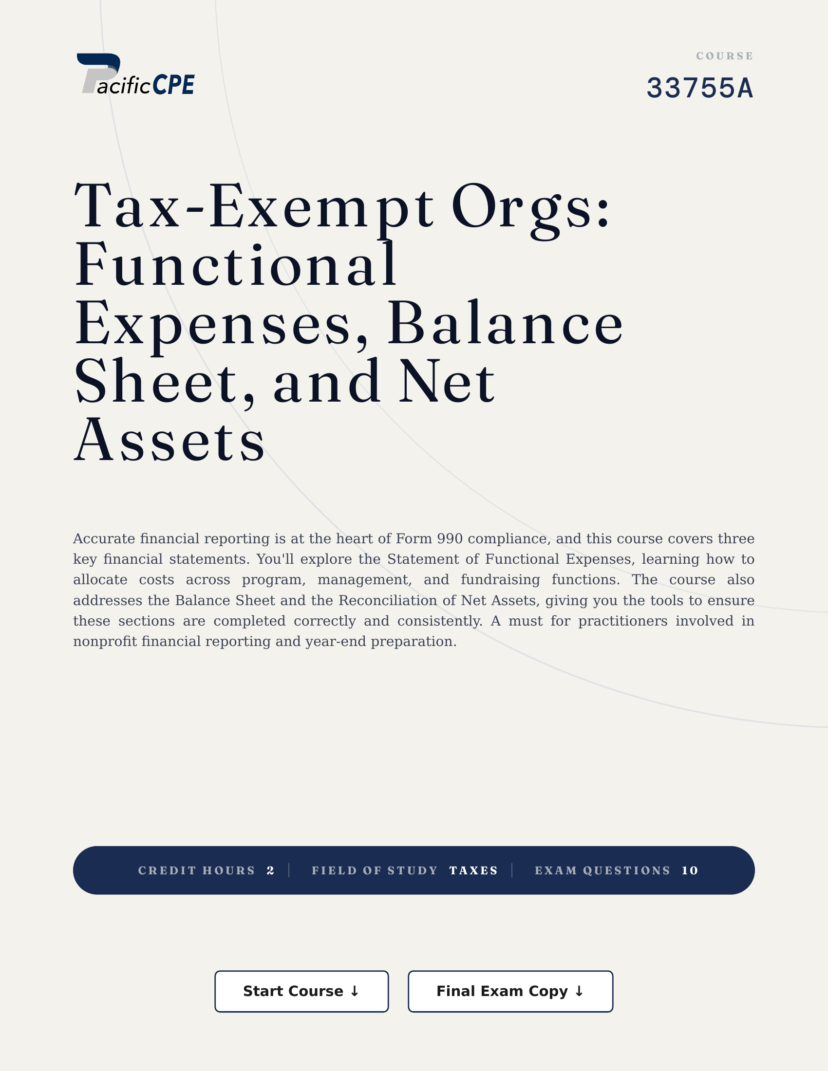 Tax-Exempt Orgs: Functional Expenses, Balance Sheet, and Net Assets