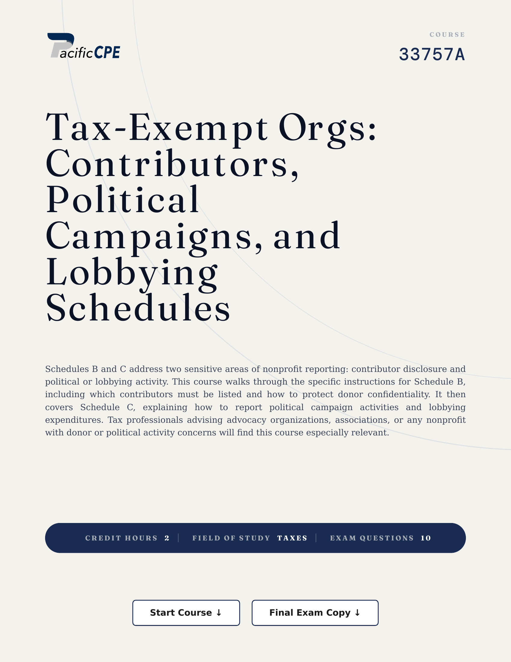 Tax-Exempt Orgs: Contributors, Political Campaigns, and Lobbying Schedules