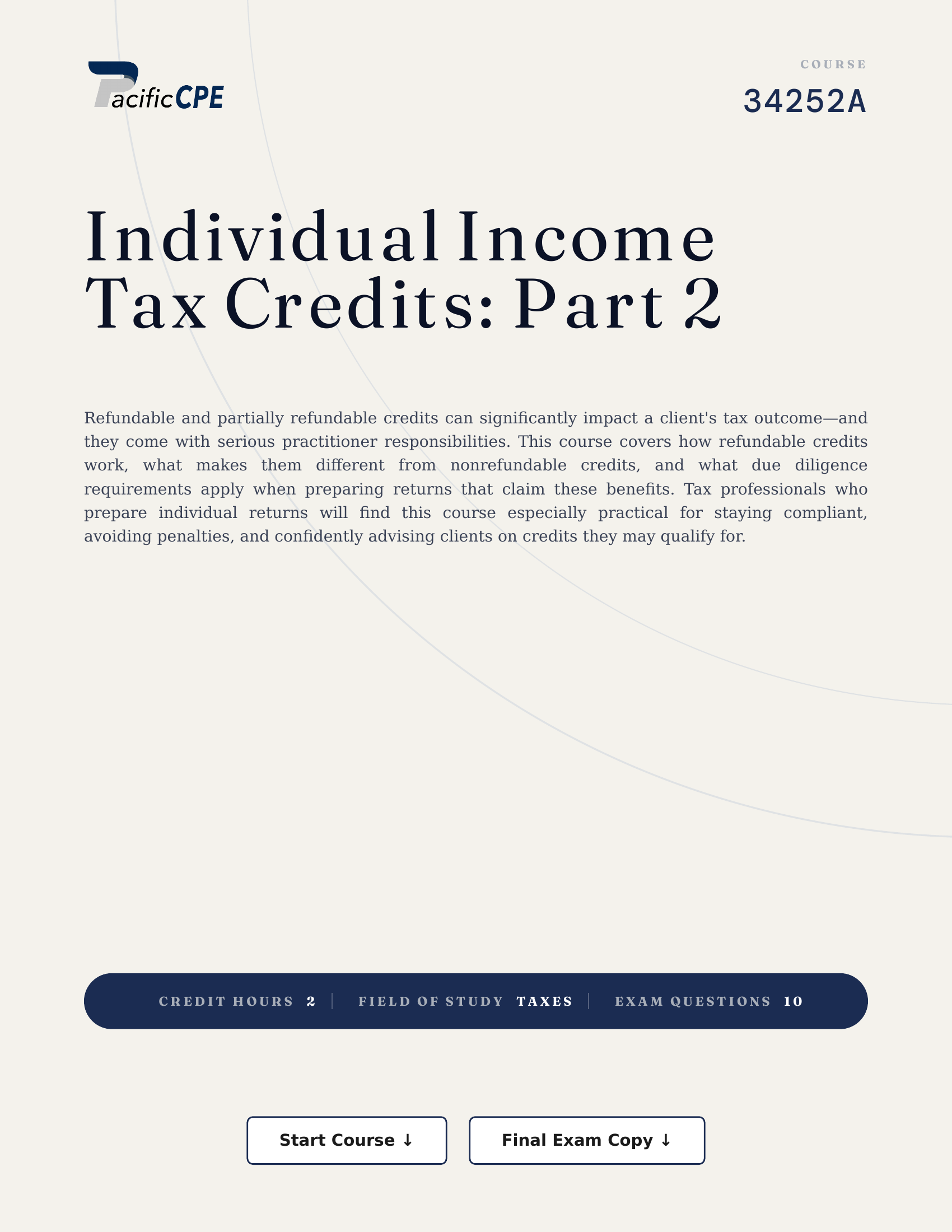 Individual Income Tax Credits: Part 2