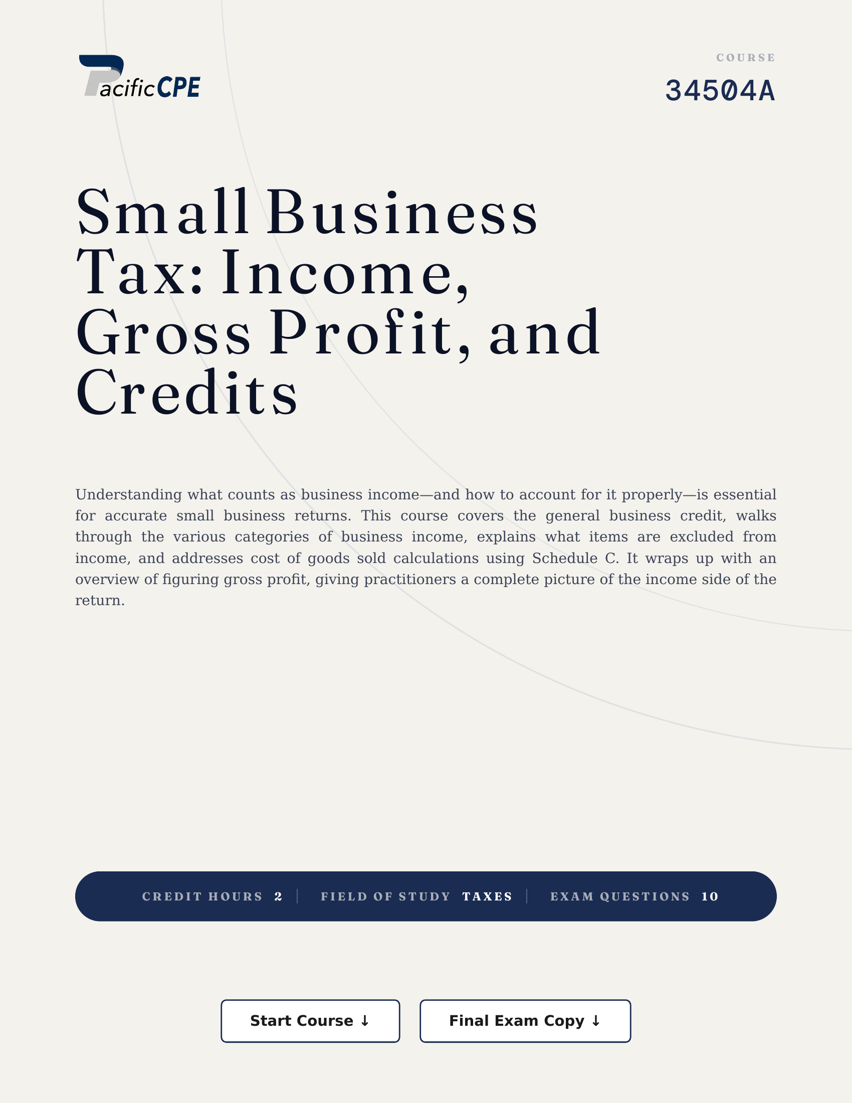 Small Business Tax: Income, Gross Profit, and Credits