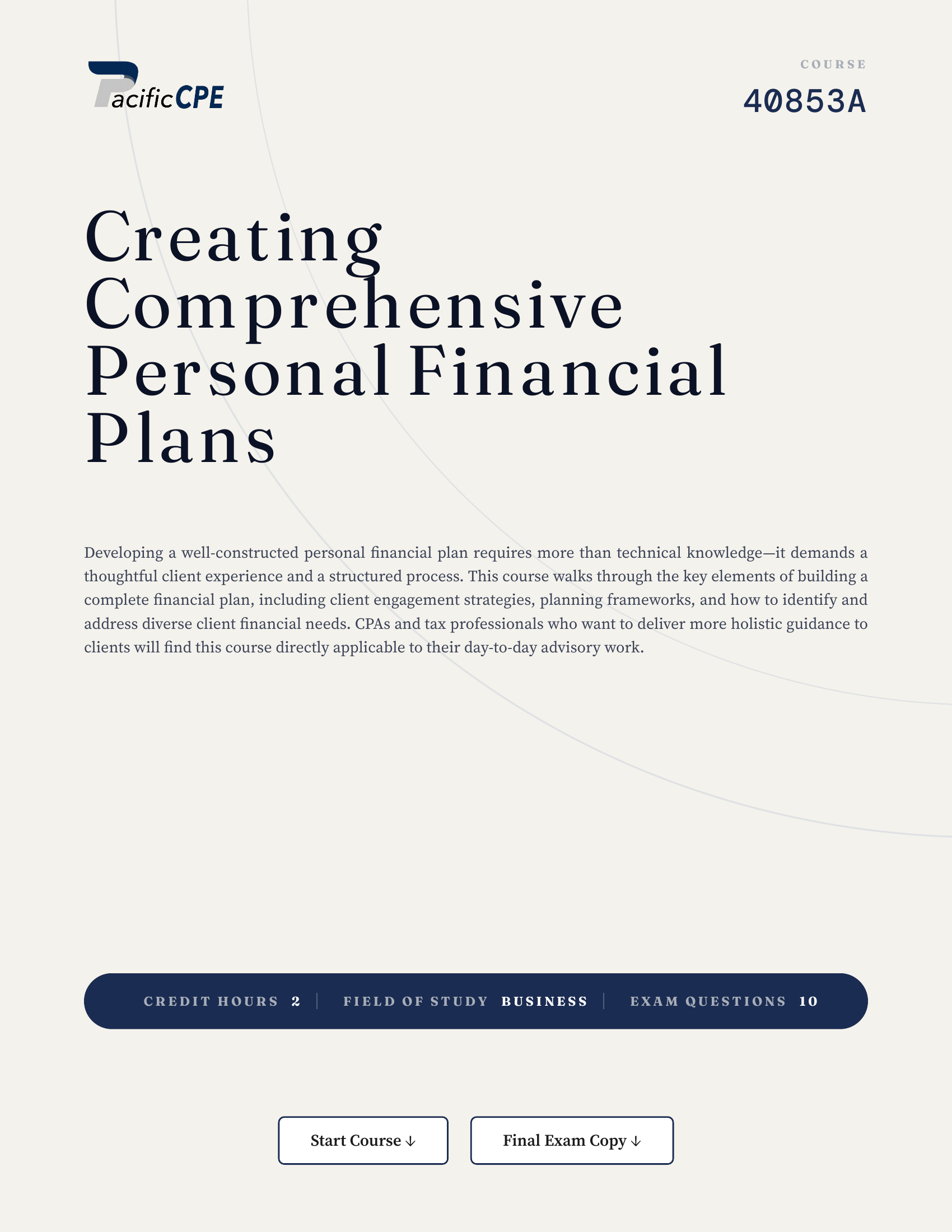 Creating Comprehensive Personal Financial Plans
