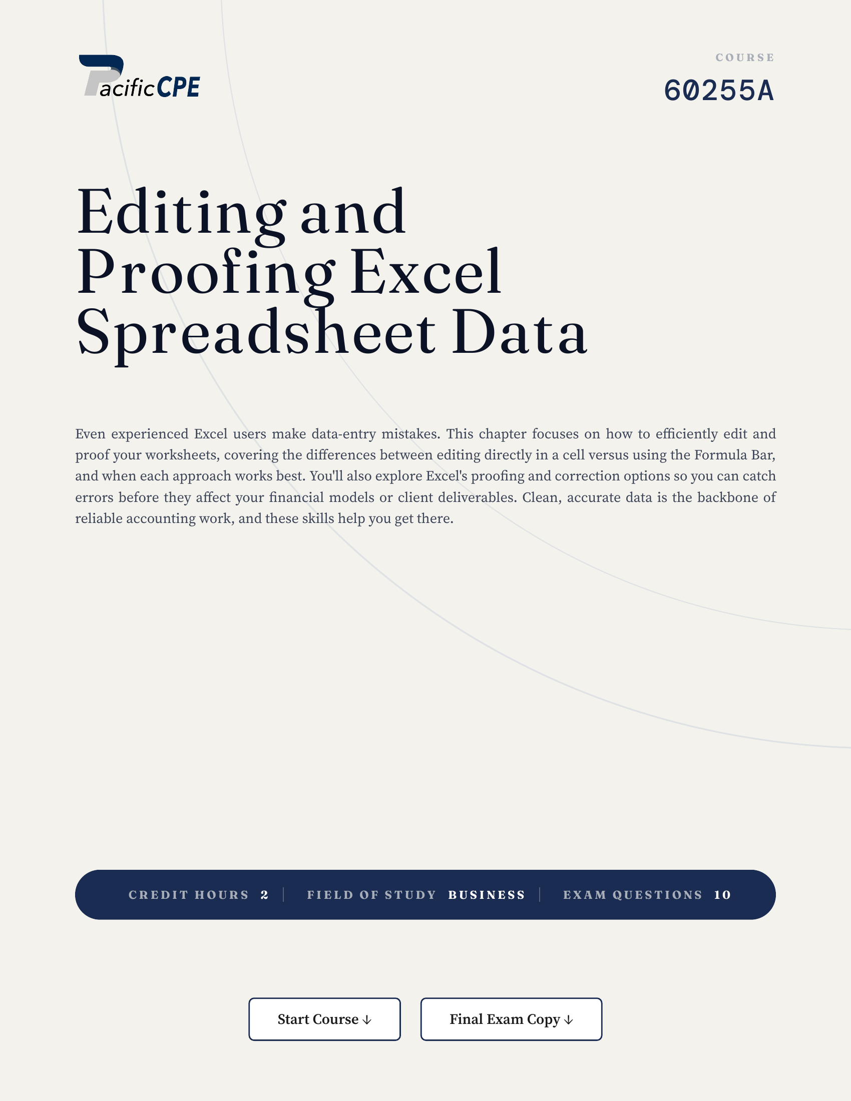 Editing and Proofing Excel Spreadsheet Data