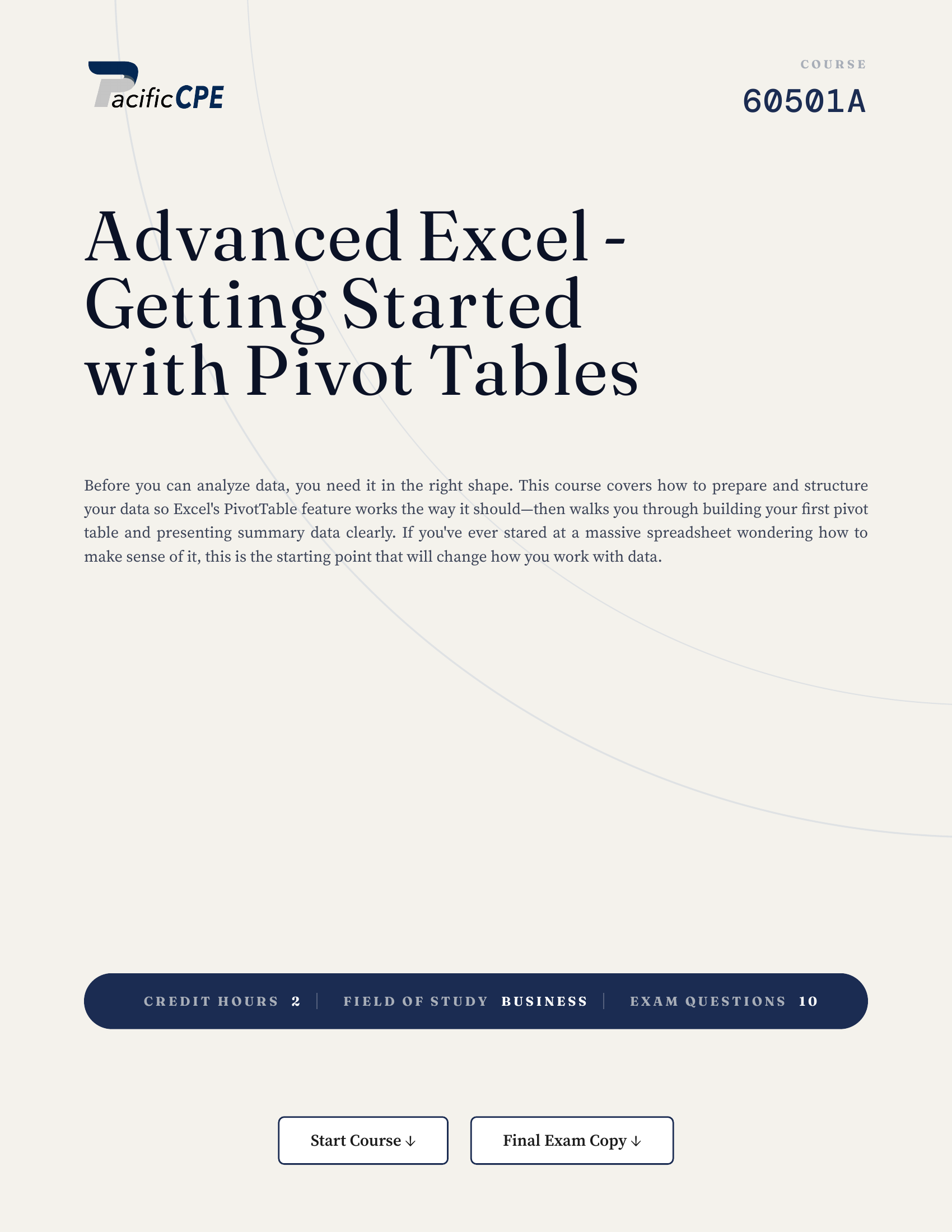 Advanced Excel - Getting Started with Pivot Tables