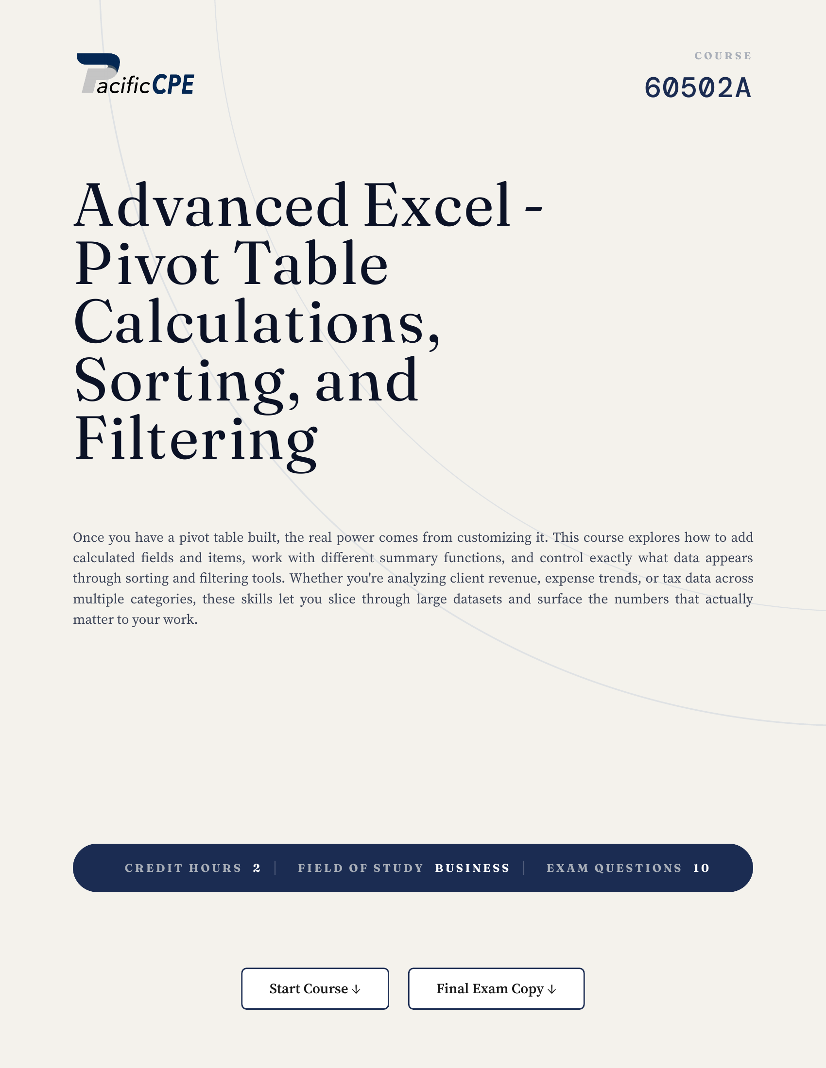 Advanced Excel - Pivot Table Calculations, Sorting, and Filtering