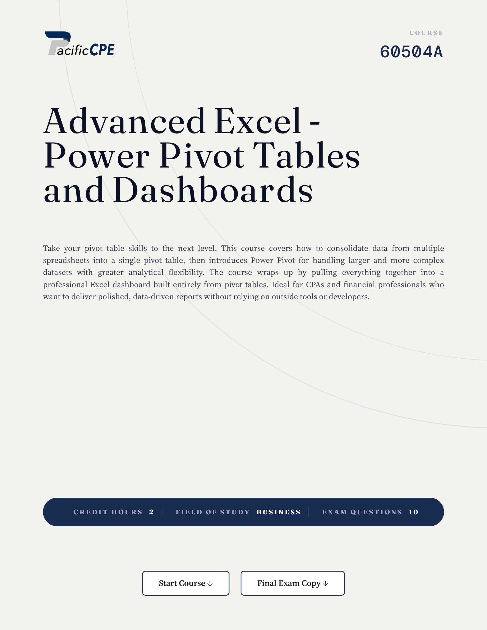Advanced Excel - Power Pivot Tables and Dashboards
