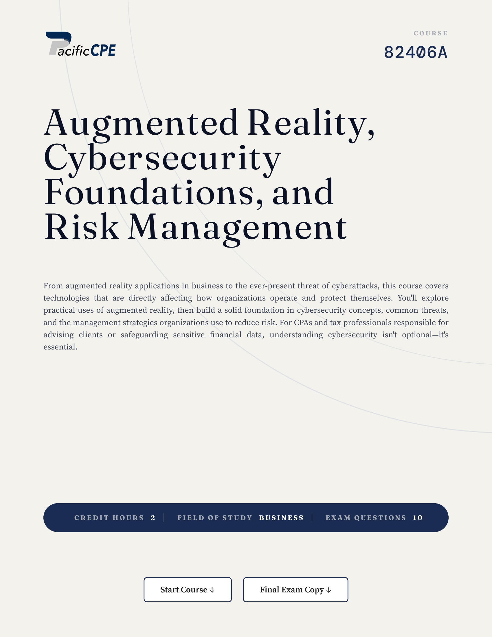 Augmented Reality, Cybersecurity Foundations, and Risk Management