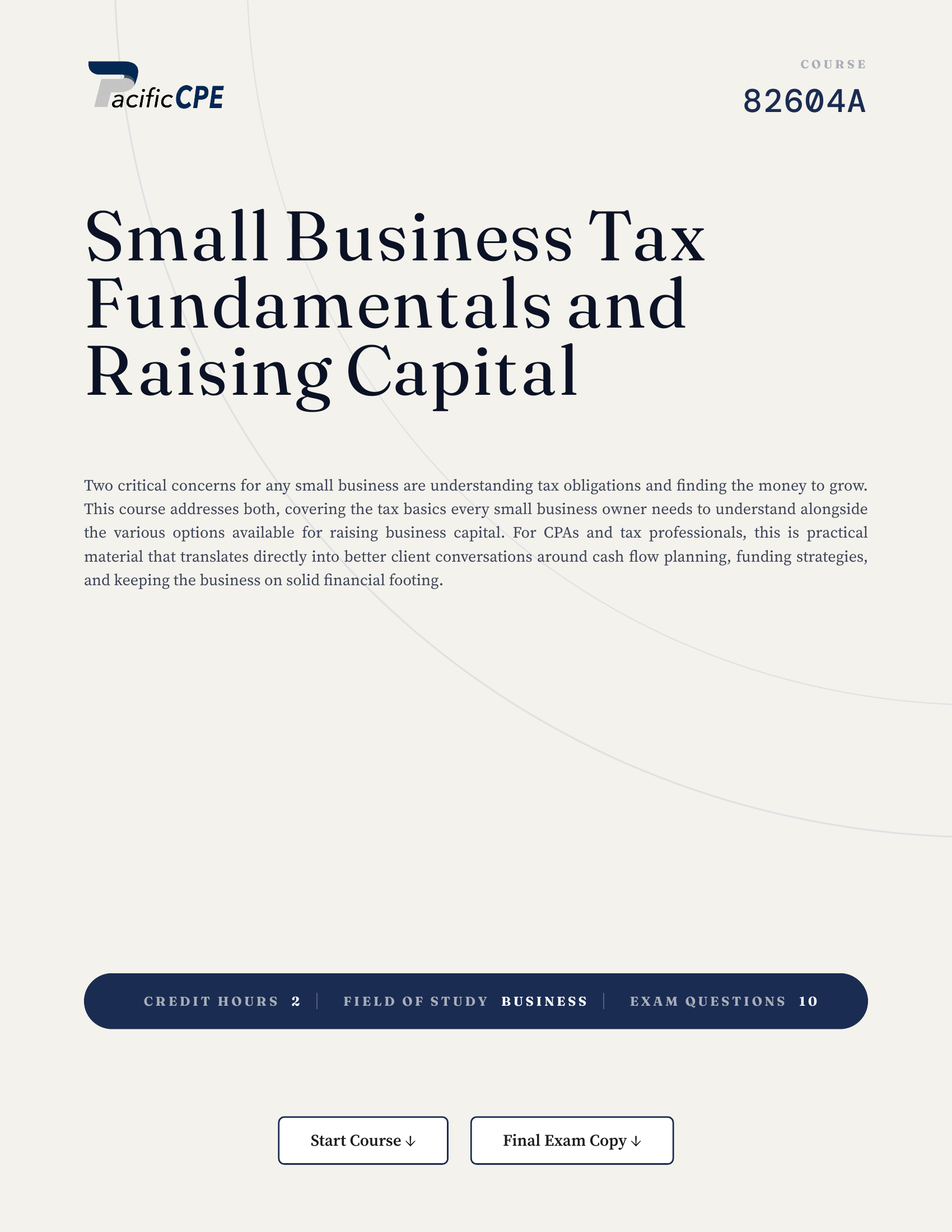 Small Business Tax Fundamentals and Raising Capital