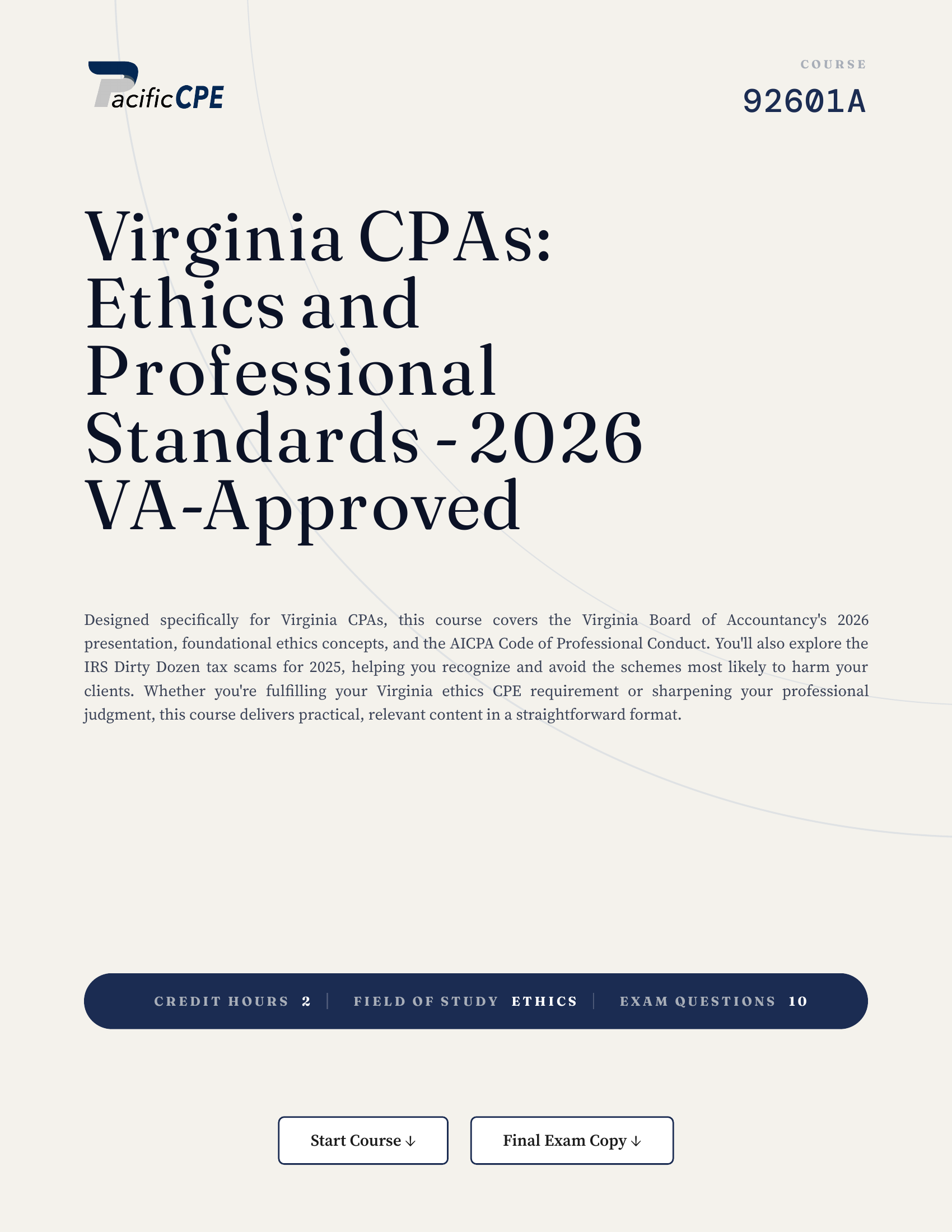 Virginia CPAs: Ethics and Professional Standards - 2026 VA-Approved